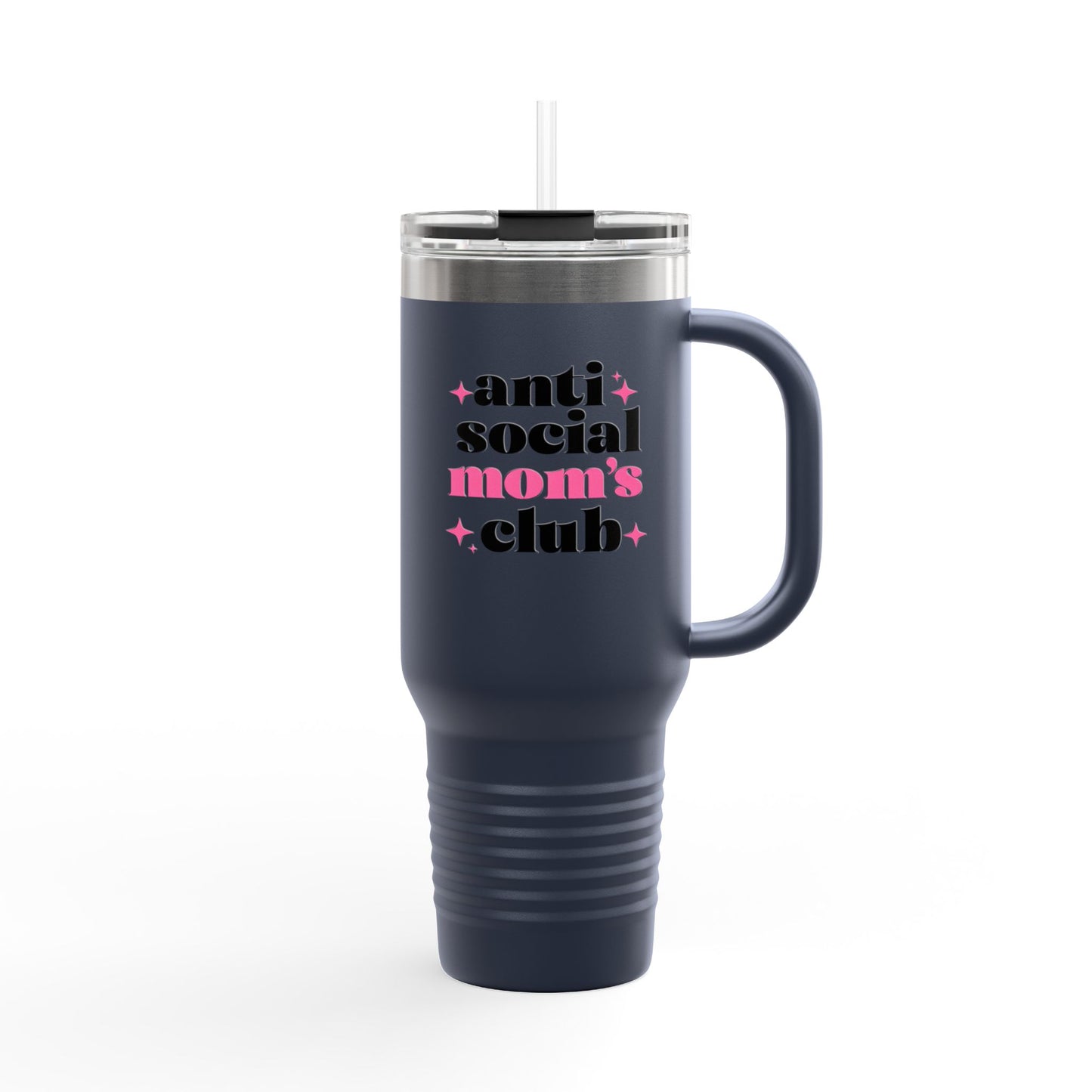 40oz Anti Social Mom Tumbler | Insulated Handle Cup | Introvert Mom Gift