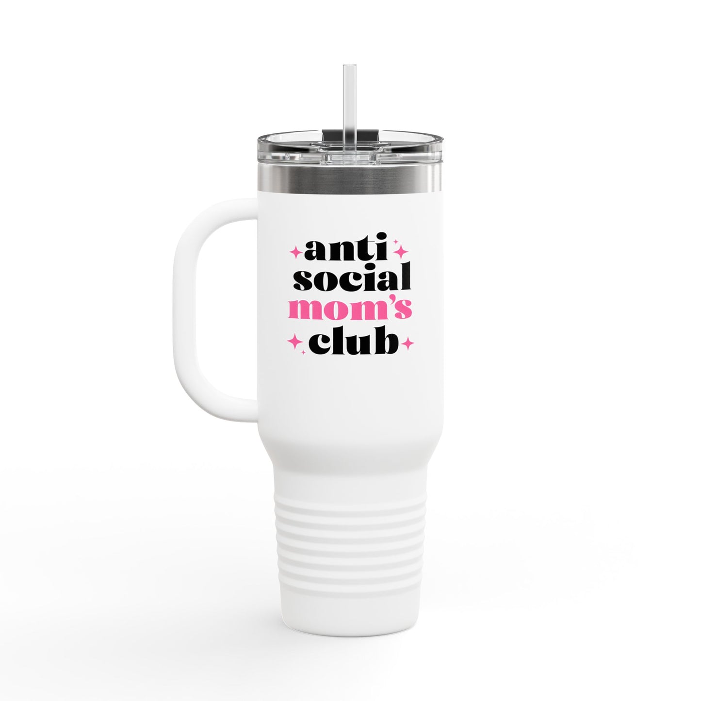 40oz Anti Social Mom Tumbler | Insulated Handle Cup | Introvert Mom Gift