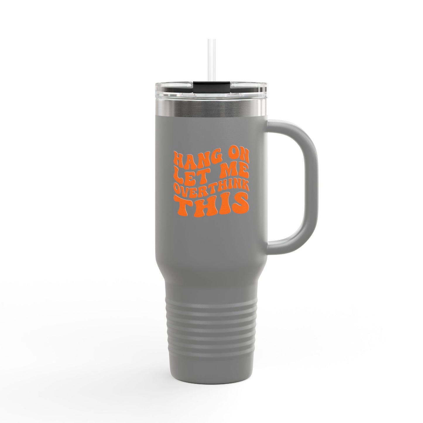 40oz Retro Overthinking Tumbler | Orange Handle Cup | Daily Essential