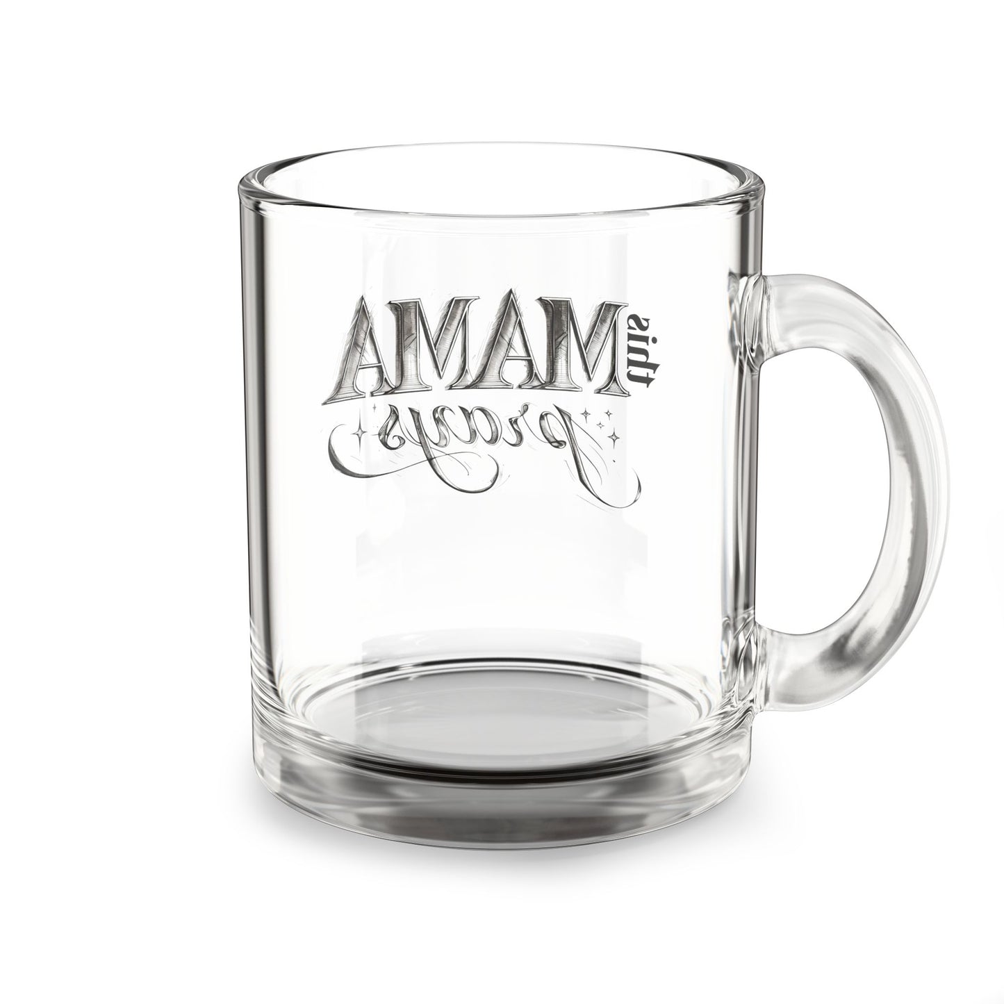 "This MAMA Prays" Glass Tea Mug | Faith-Based Mom Gift | 16oz Clear Coffee Cup | Daily Essentials Collection