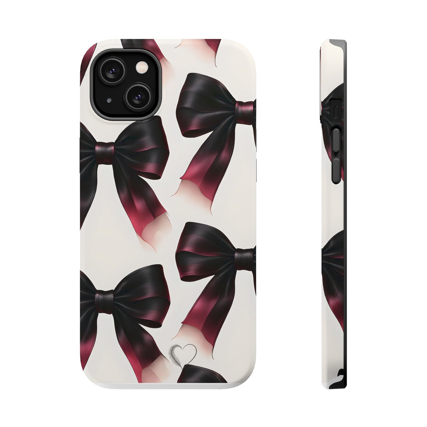 Dark Elegance Bows MagSafe iPhone Case - Sophisticated Bow Pattern iPhone Protection