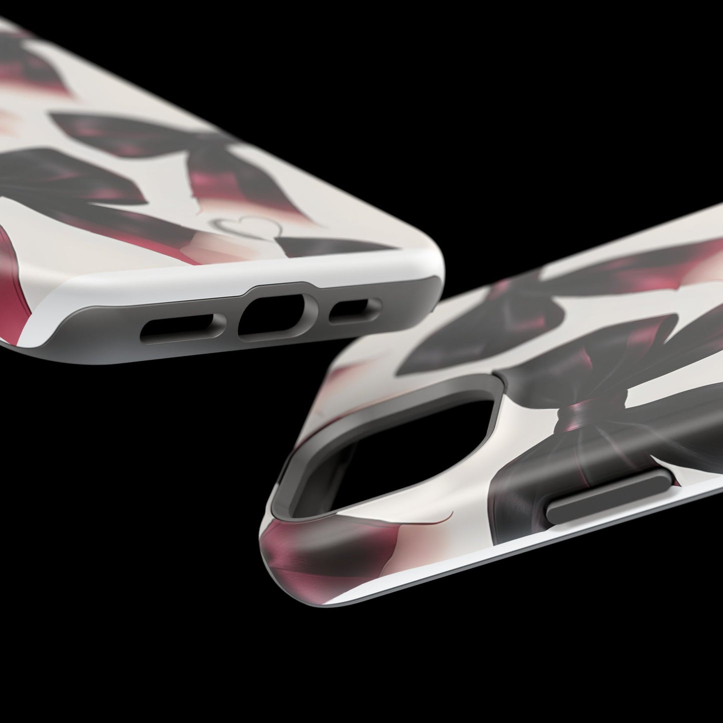 Dark Elegance Bows MagSafe iPhone Case - Sophisticated Bow Pattern iPhone Protection