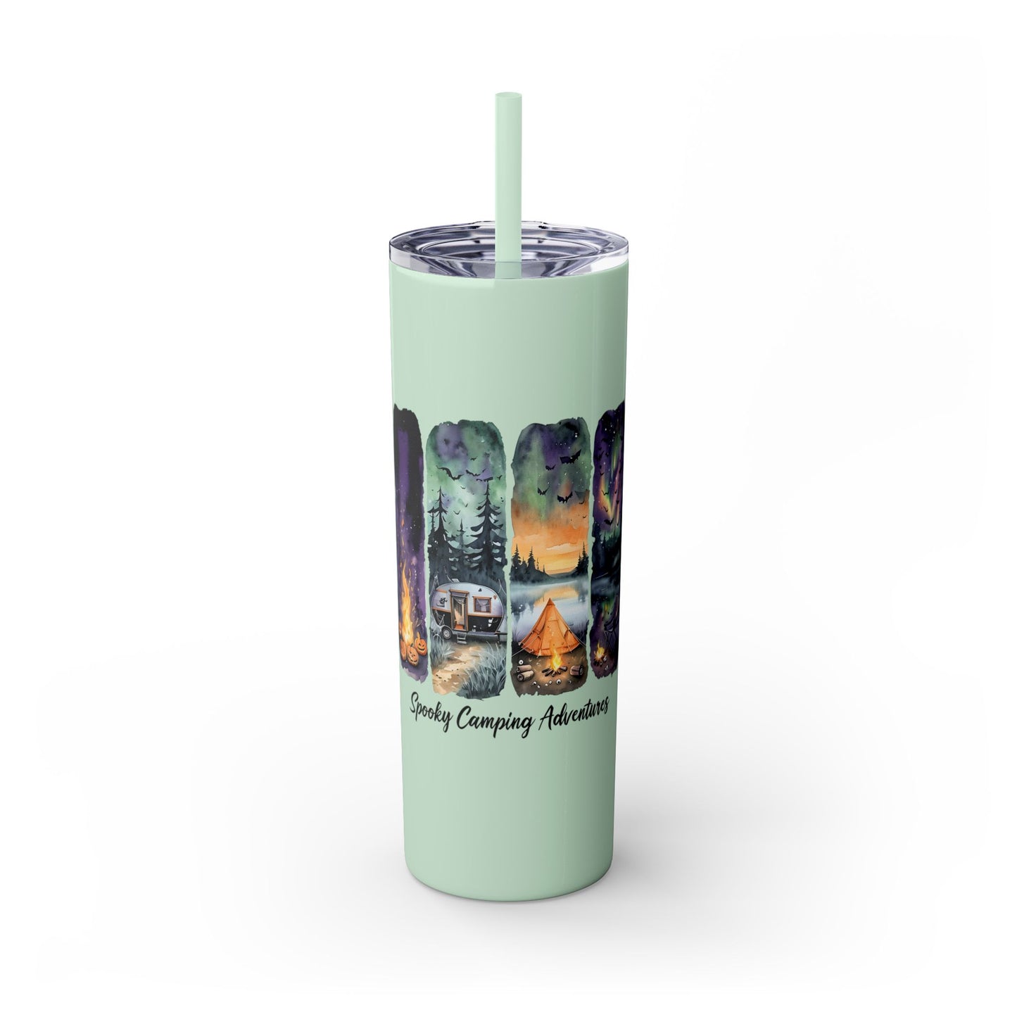 Spooky Camping Adventures 20oz Skinny Tumbler - Halloween Outdoor Drinkware