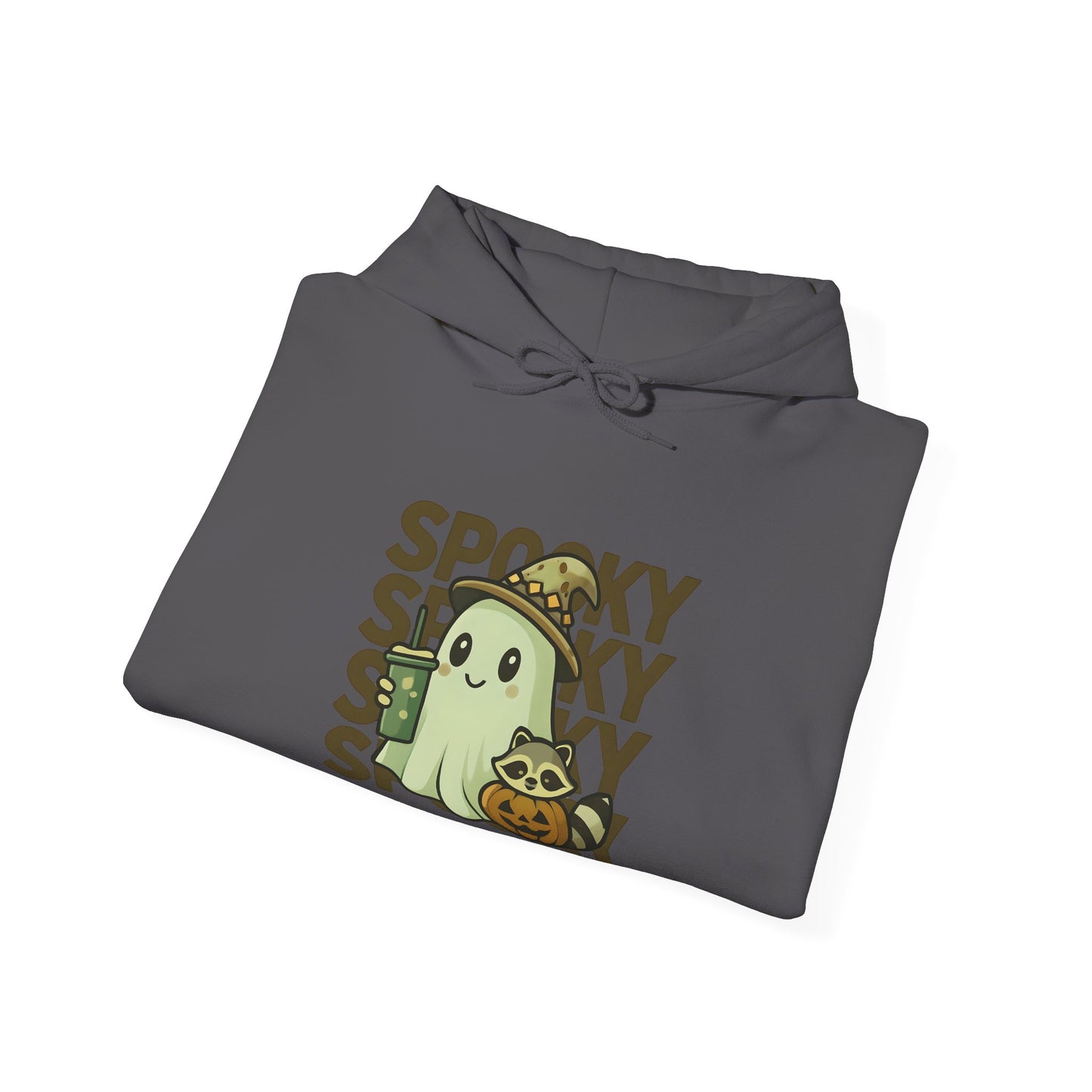 Cute Spooky Hoodie - Kawaii Halloween Ghost & Raccoon Apparel