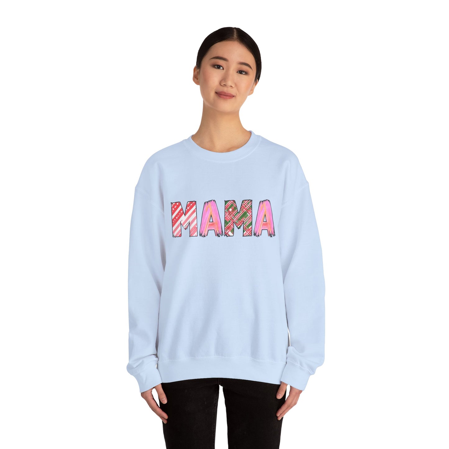 Sweatshirt Cozy Christmas Mama Graphic Sweatshirt Pink Red Plaid Mama Shirt Winter Holiday Mom Gift Cute Comfy Crewneck