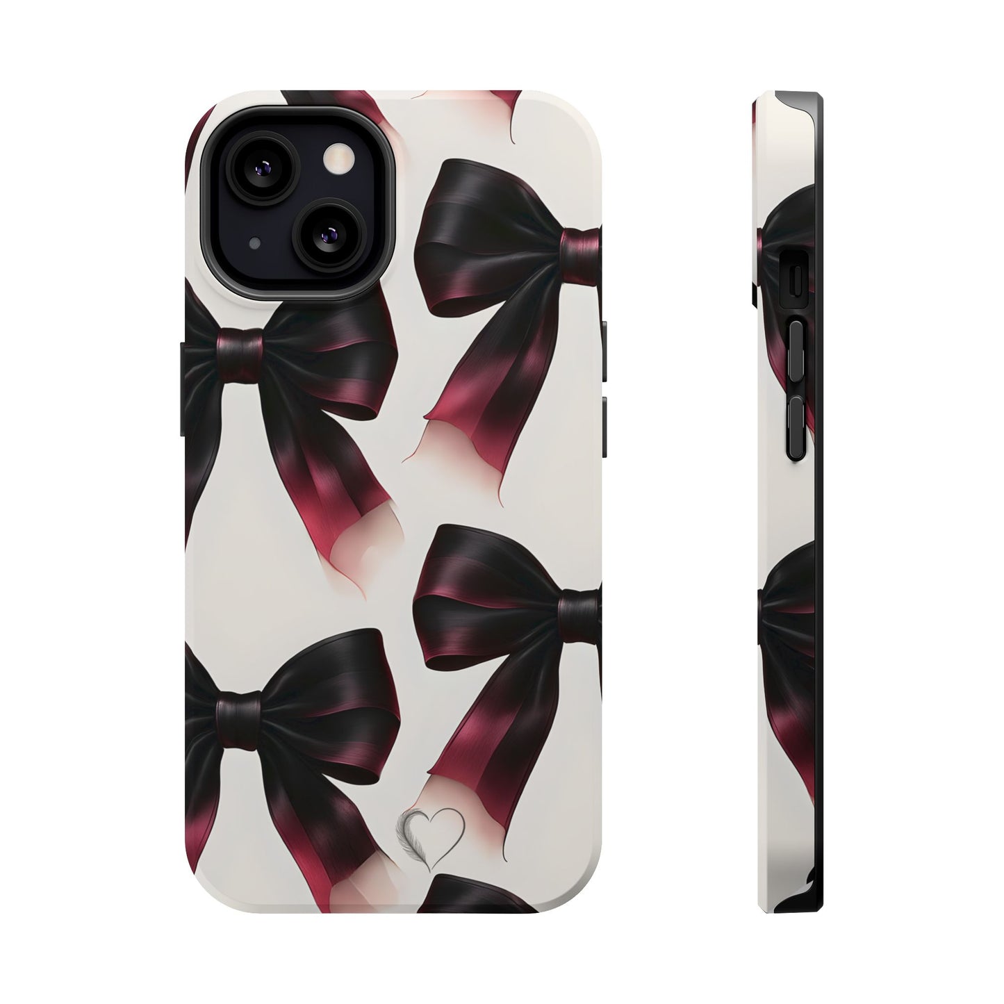 Dark Elegance Bows MagSafe iPhone Case - Sophisticated Bow Pattern iPhone Protection