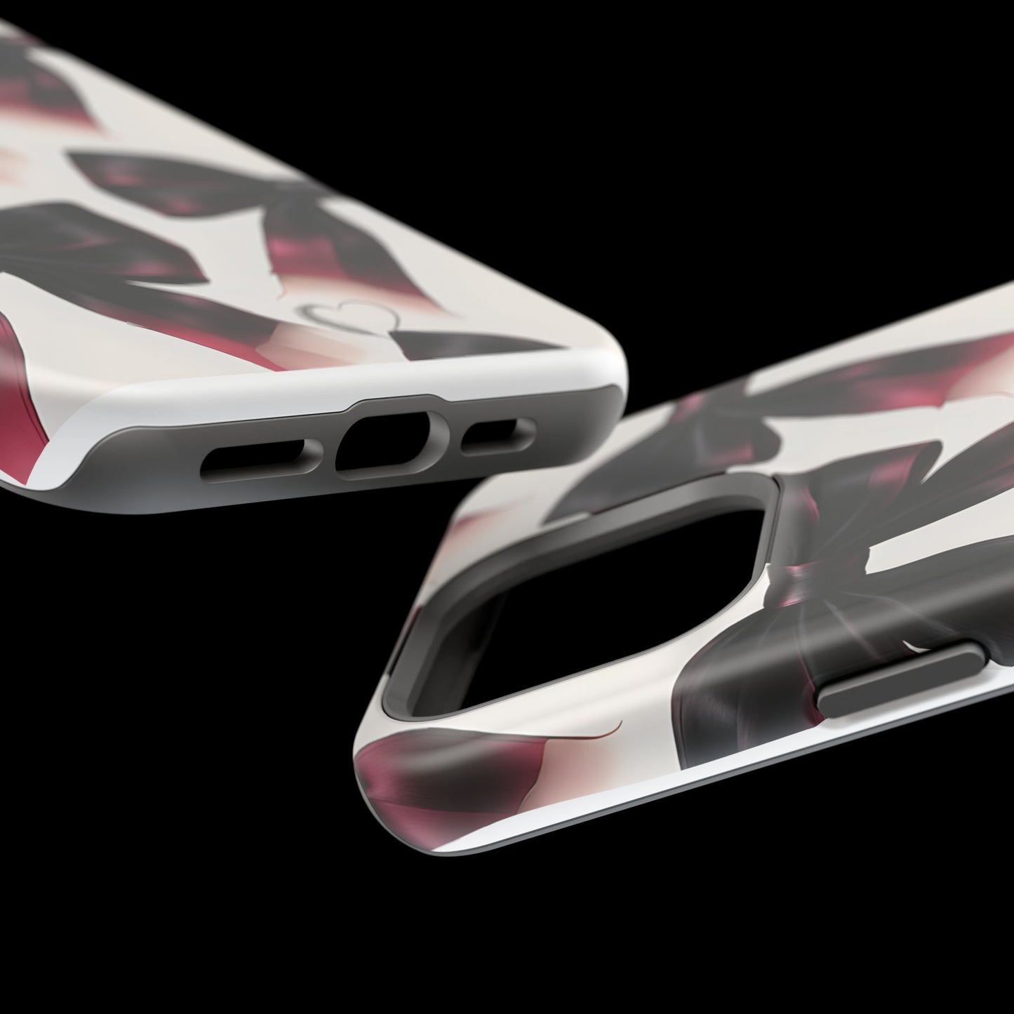 Dark Elegance Bows MagSafe iPhone Case - Sophisticated Bow Pattern iPhone Protection