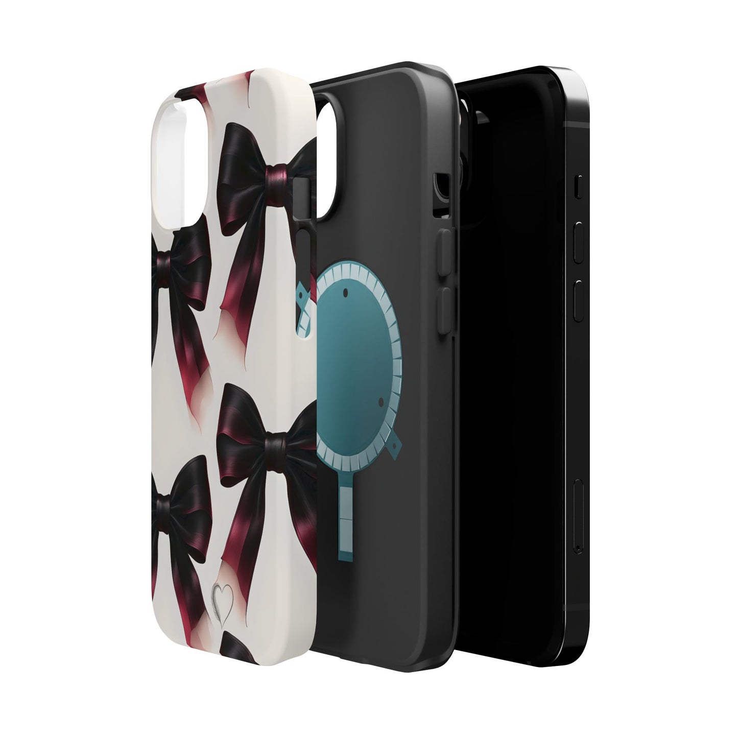 Dark Elegance Bows MagSafe iPhone Case - Sophisticated Bow Pattern iPhone Protection