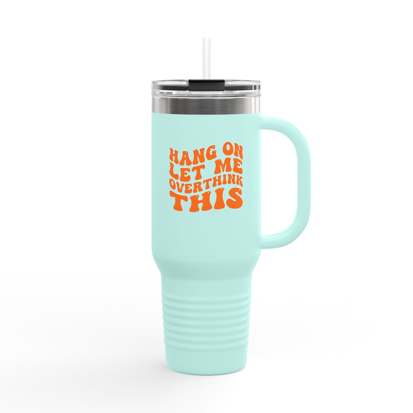 40oz Retro Overthinking Tumbler | Orange Handle Cup | Daily Essential