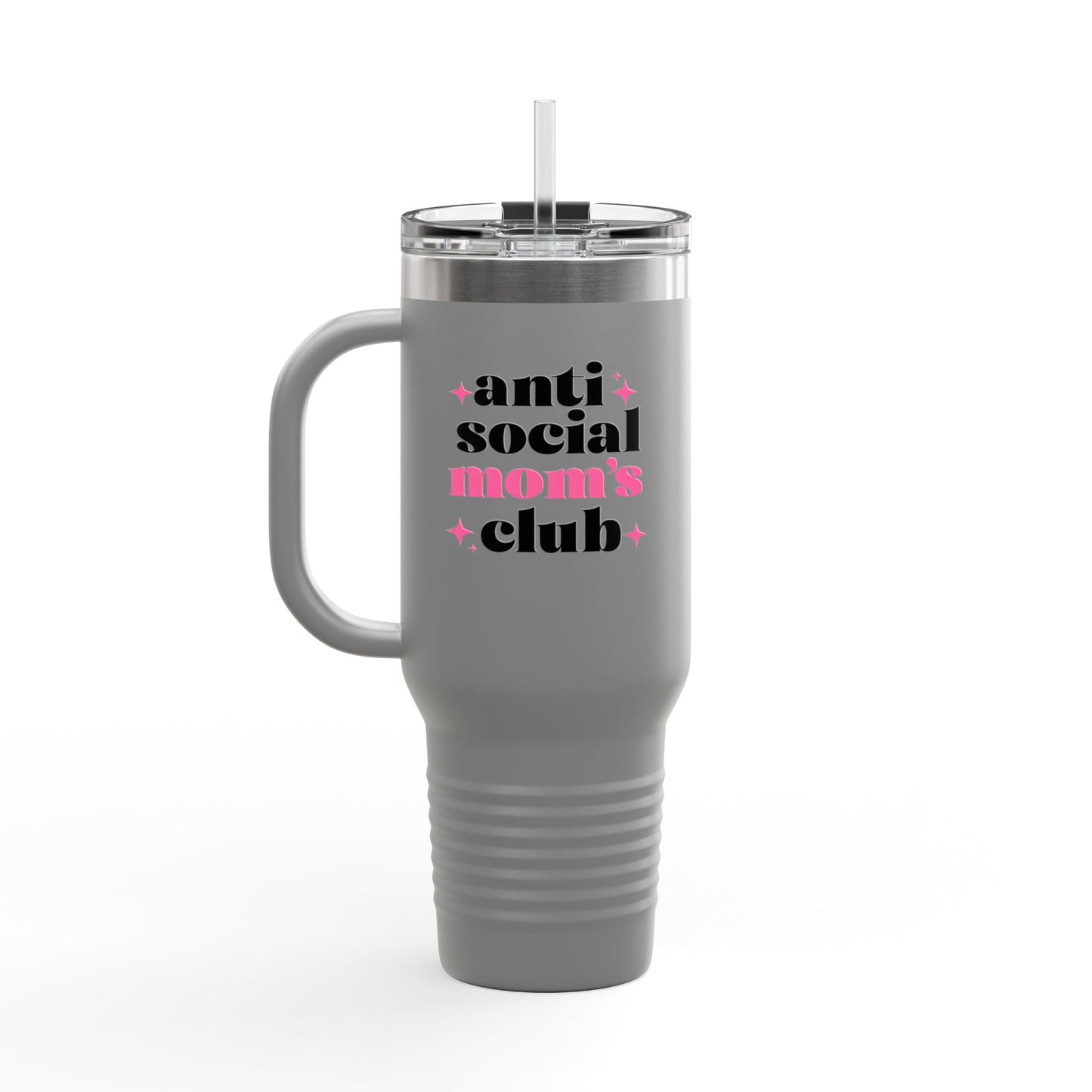 40oz Anti Social Mom Tumbler | Insulated Handle Cup | Introvert Mom Gift
