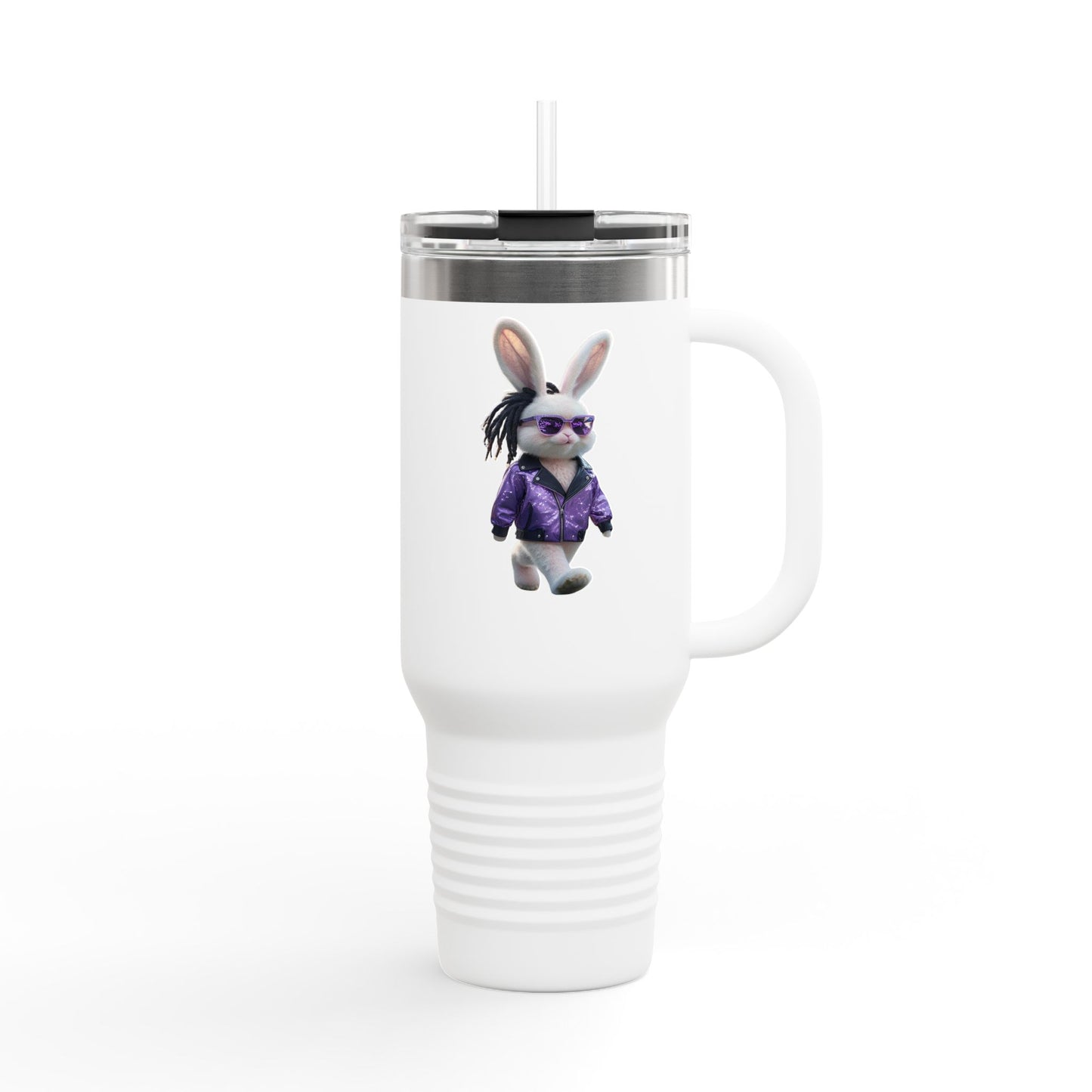 40oz Bunny Water Tumbler | Insulated Handle & Straw