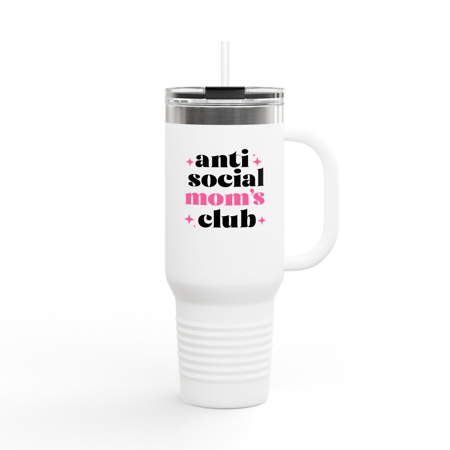40oz Anti Social Mom Tumbler | Insulated Handle Cup | Introvert Mom Gift