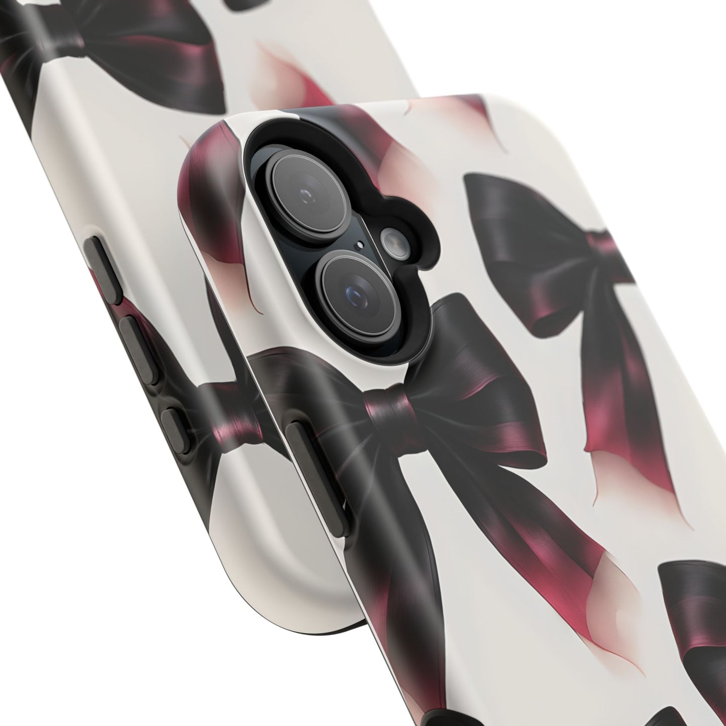 Dark Elegance Bows MagSafe iPhone Case - Sophisticated Bow Pattern iPhone Protection