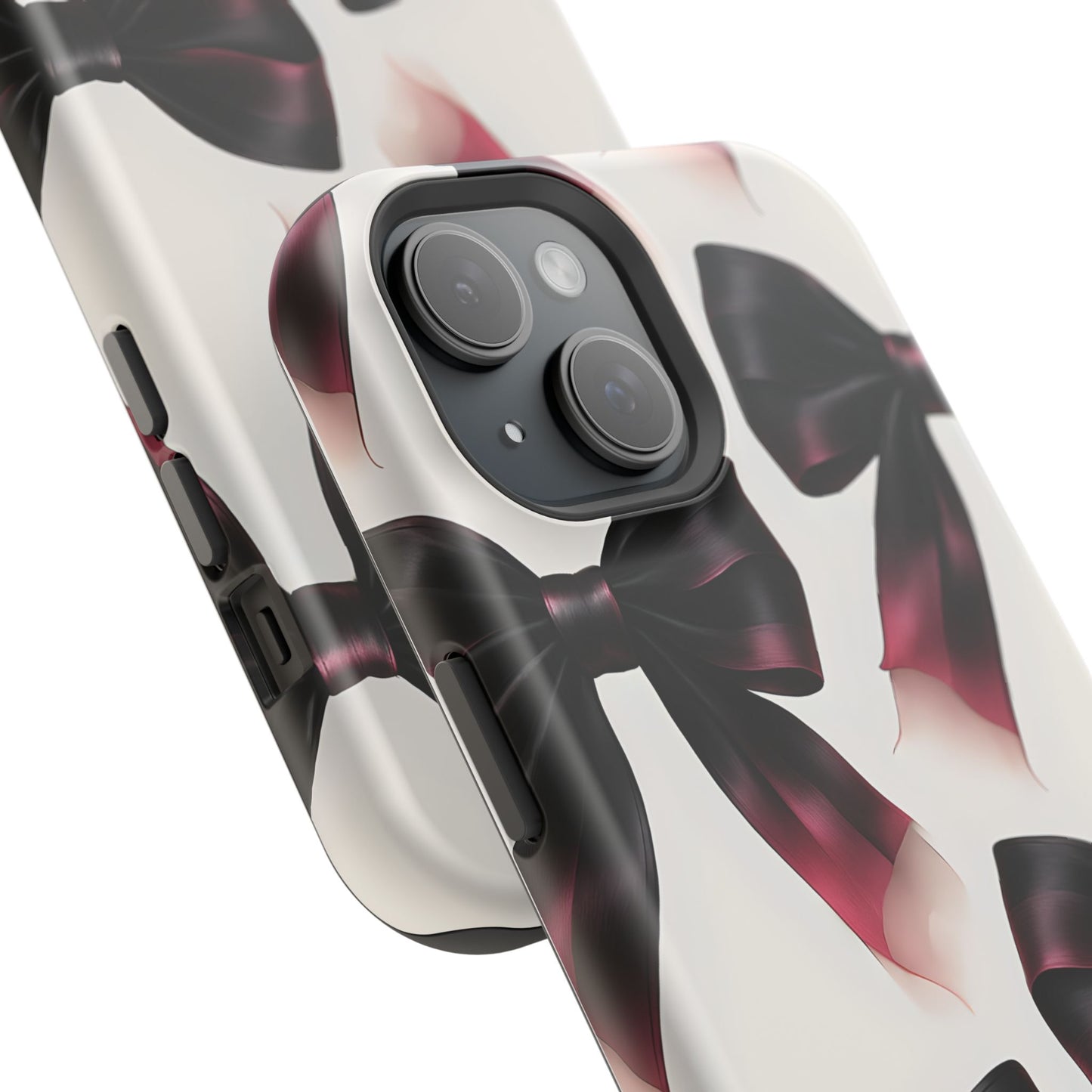 Dark Elegance Bows MagSafe iPhone Case - Sophisticated Bow Pattern iPhone Protection