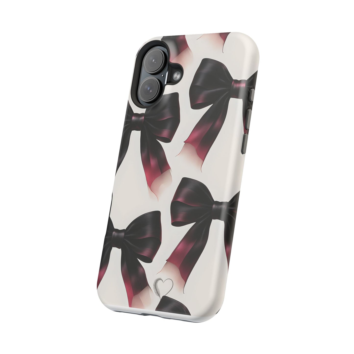 Dark Elegance Bows MagSafe iPhone Case - Sophisticated Bow Pattern iPhone Protection