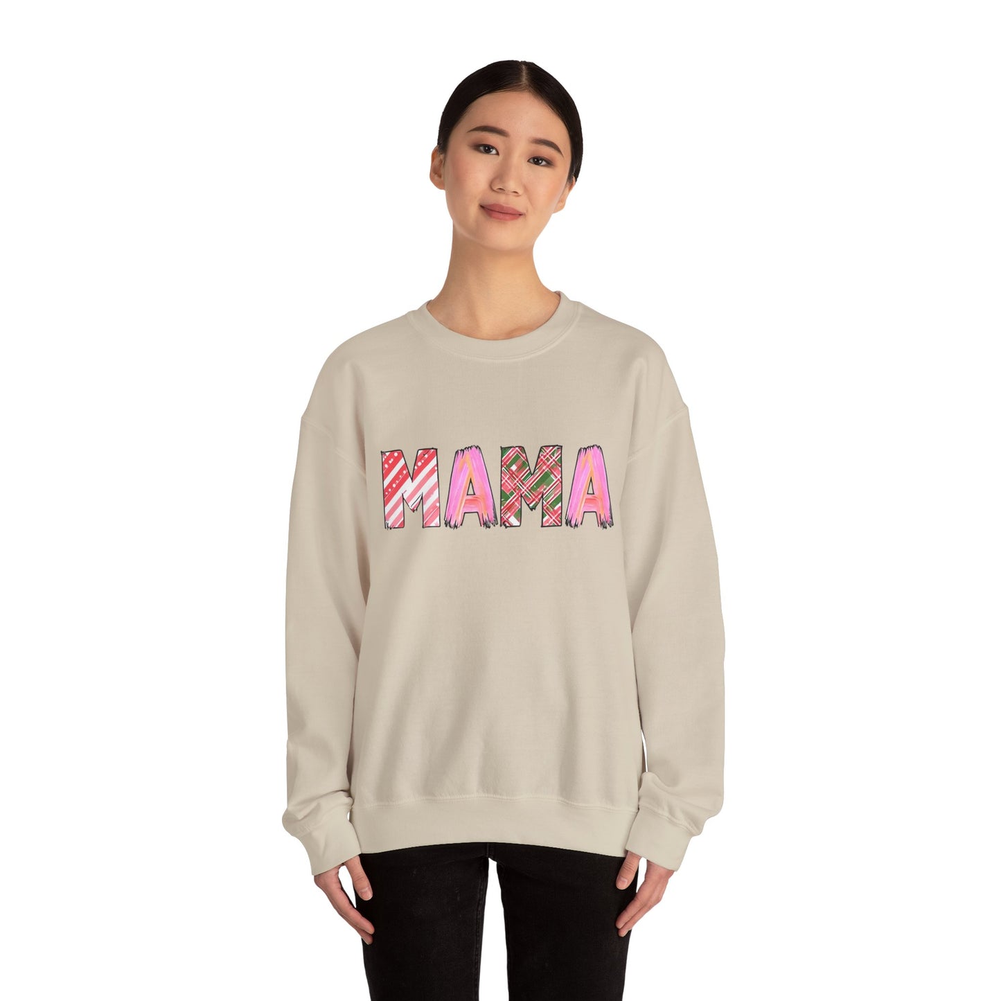 Sweatshirt Cozy Christmas Mama Graphic Sweatshirt Pink Red Plaid Mama Shirt Winter Holiday Mom Gift Cute Comfy Crewneck