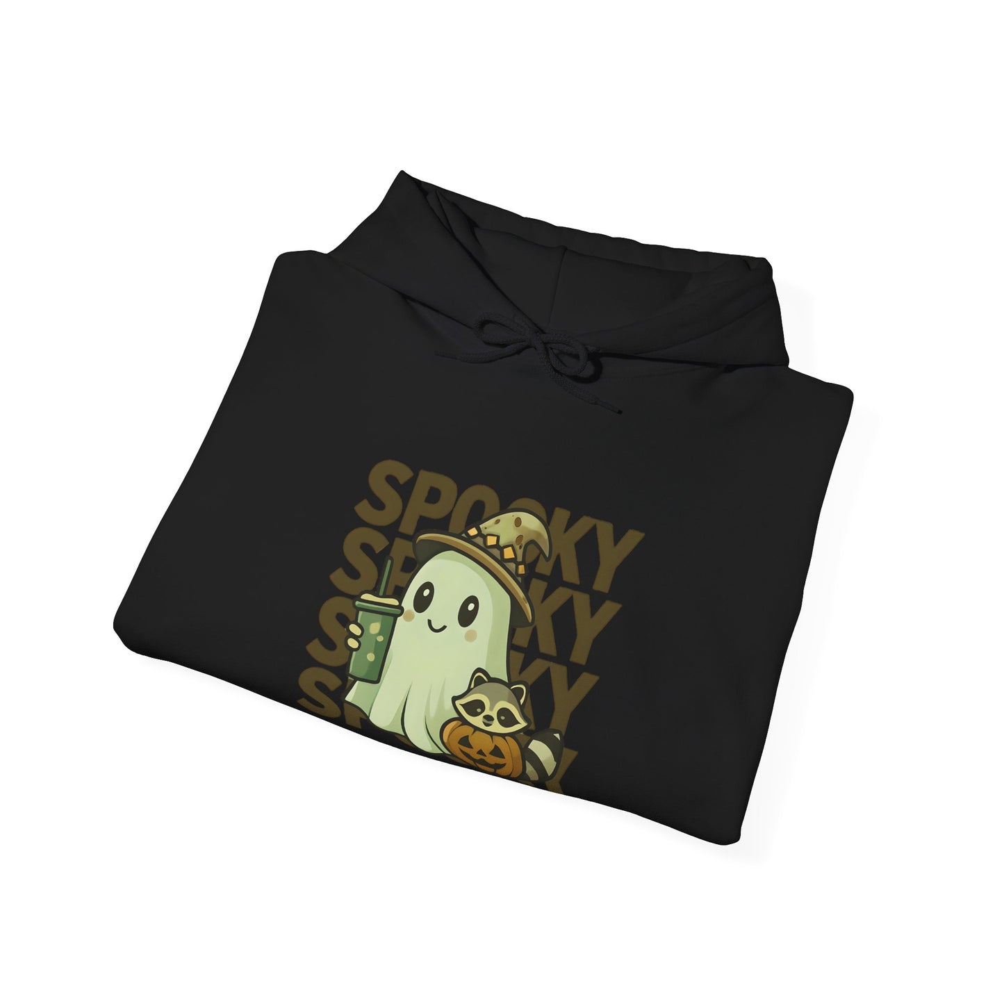 Cute Spooky Hoodie - Kawaii Halloween Ghost & Raccoon Apparel