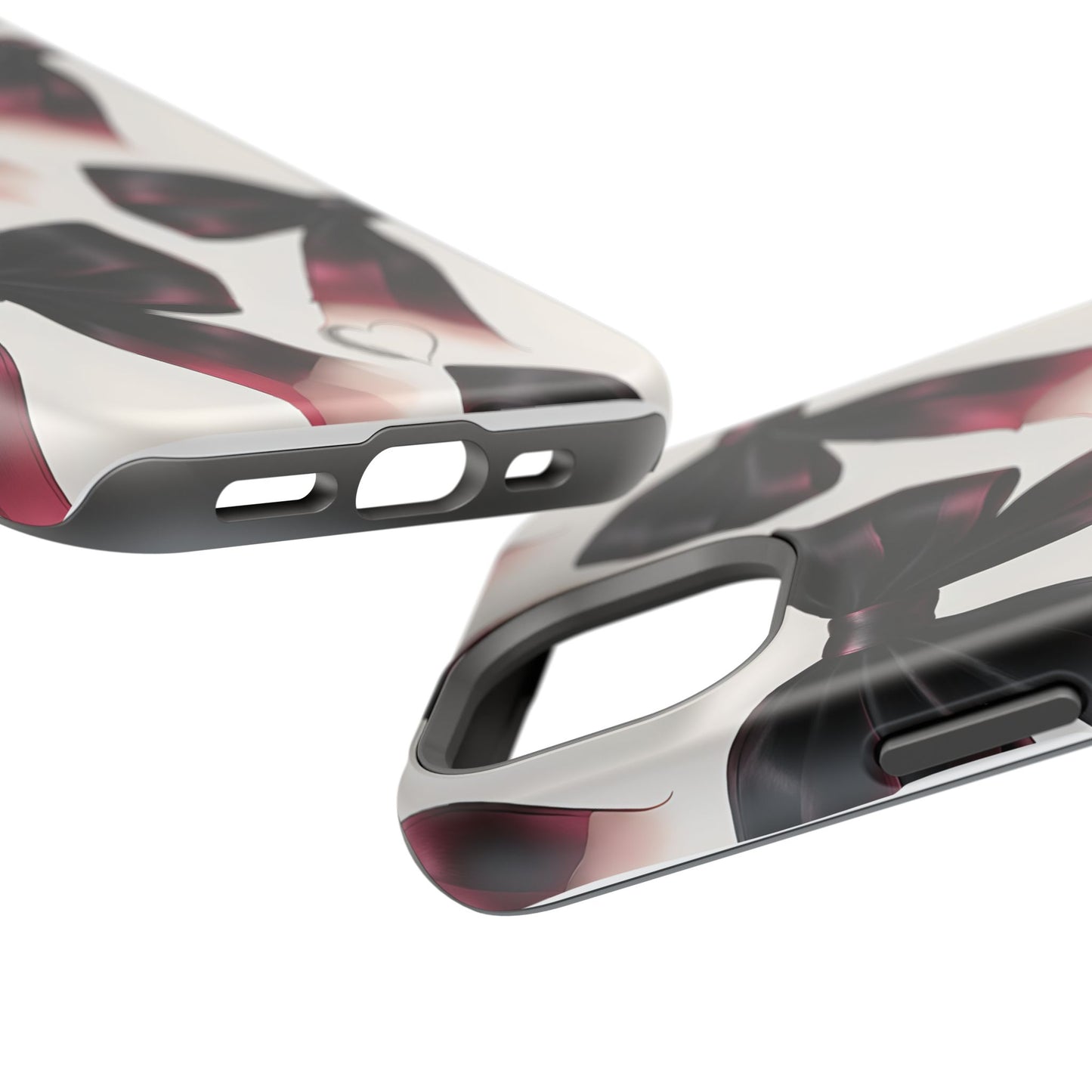 Dark Elegance Bows MagSafe iPhone Case - Sophisticated Bow Pattern iPhone Protection