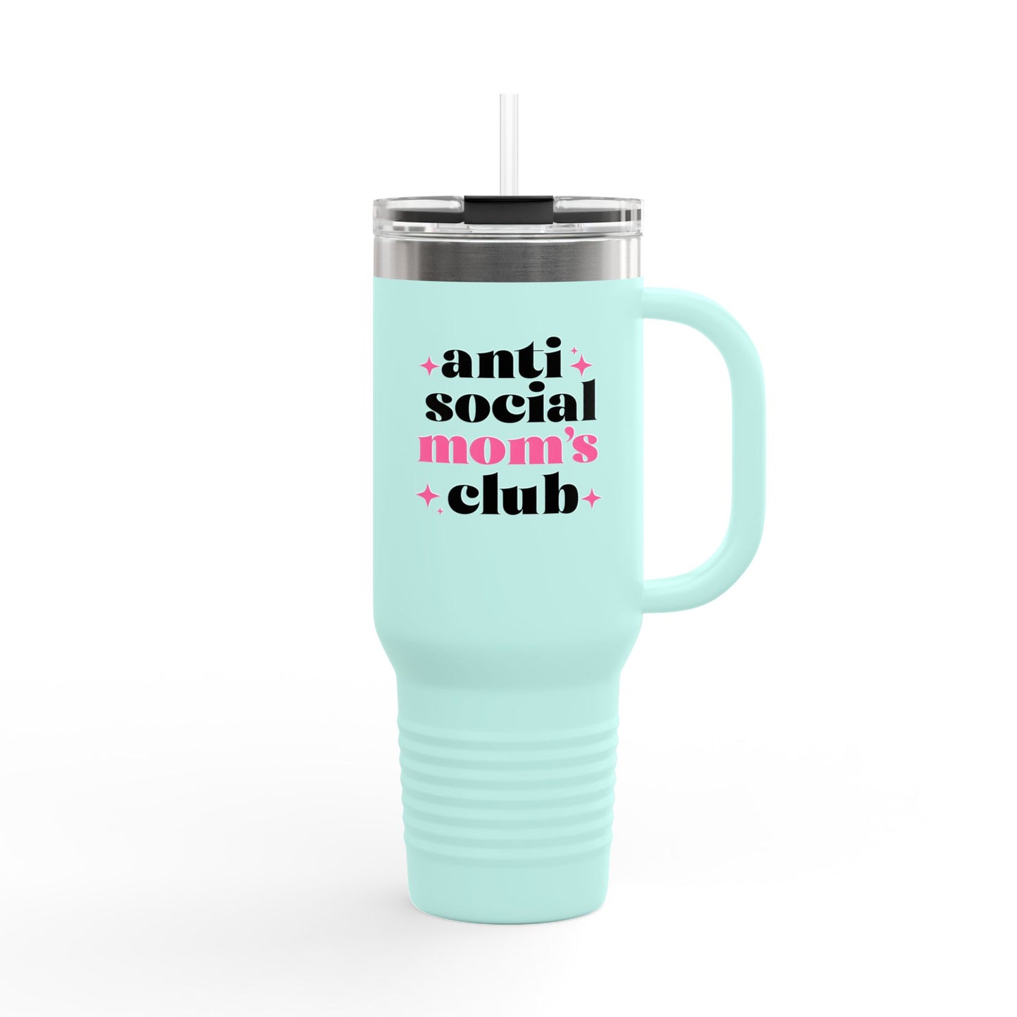 40oz Anti Social Mom Tumbler | Insulated Handle Cup | Introvert Mom Gift
