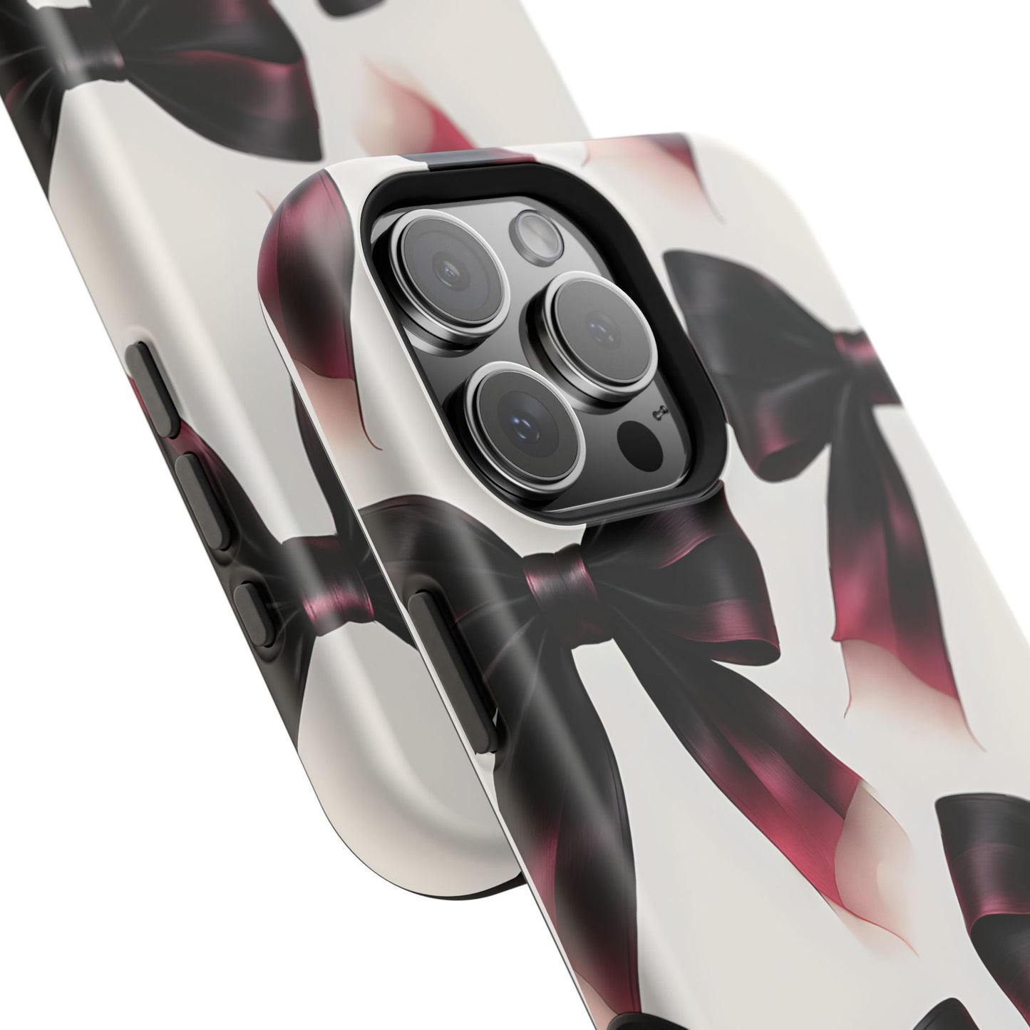 Dark Elegance Bows MagSafe iPhone Case - Sophisticated Bow Pattern iPhone Protection