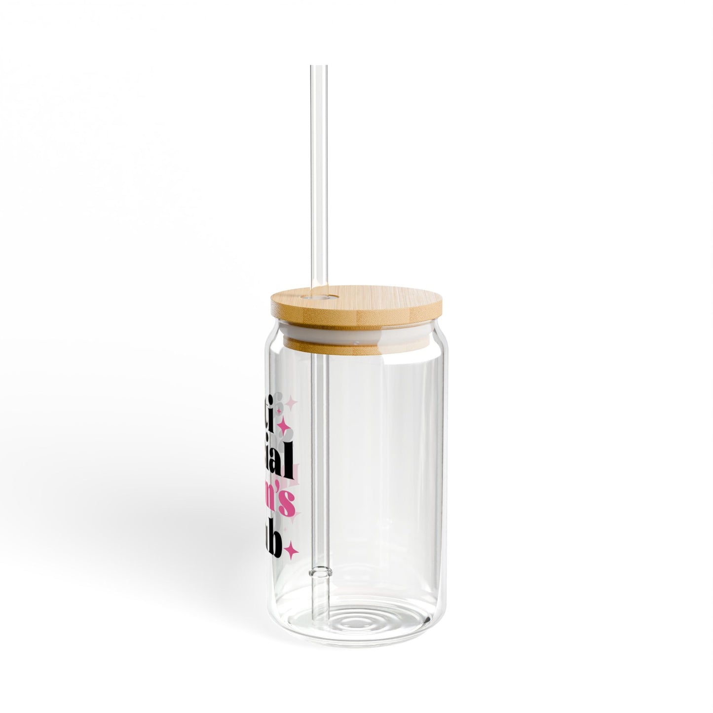 Anti-Social Mom’s Club Iced Coffee Glass with Bamboo Lid & Straw