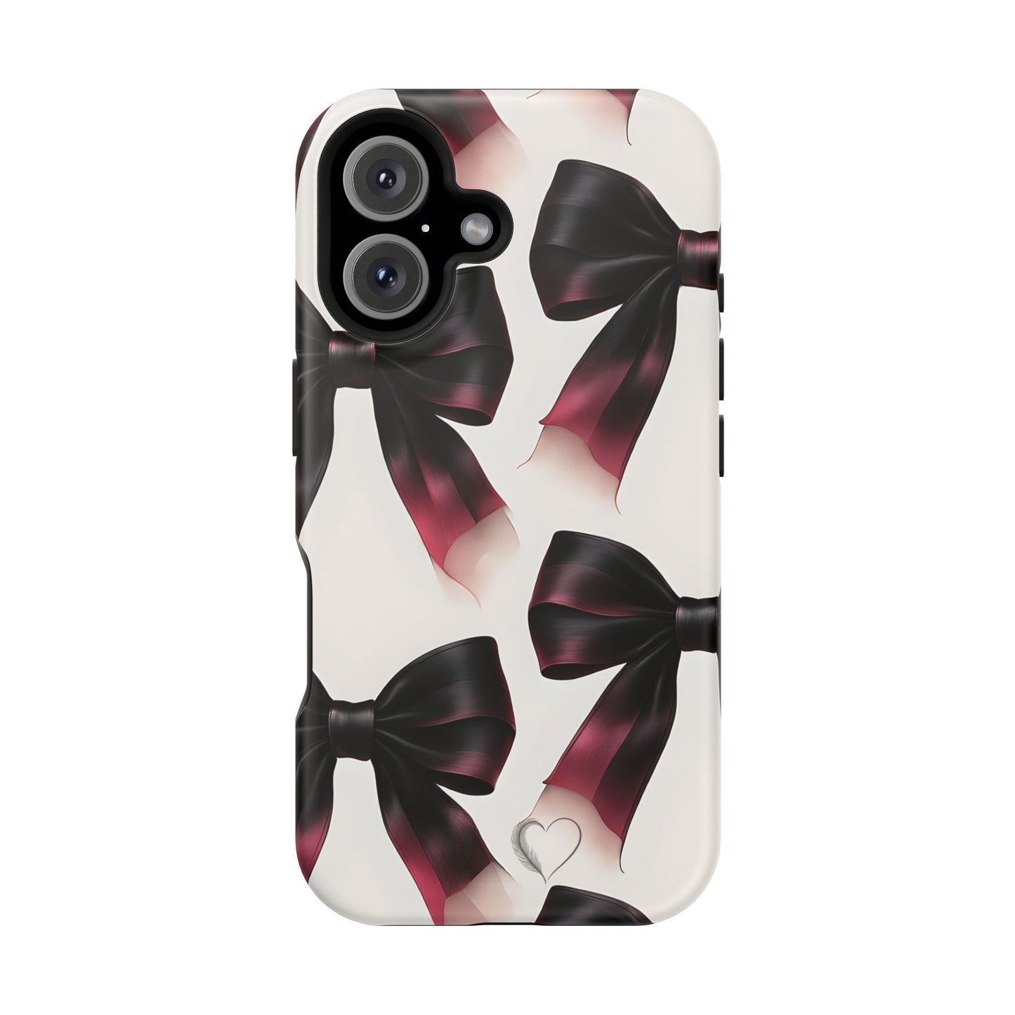 Dark Elegance Bows MagSafe iPhone Case - Sophisticated Bow Pattern iPhone Protection