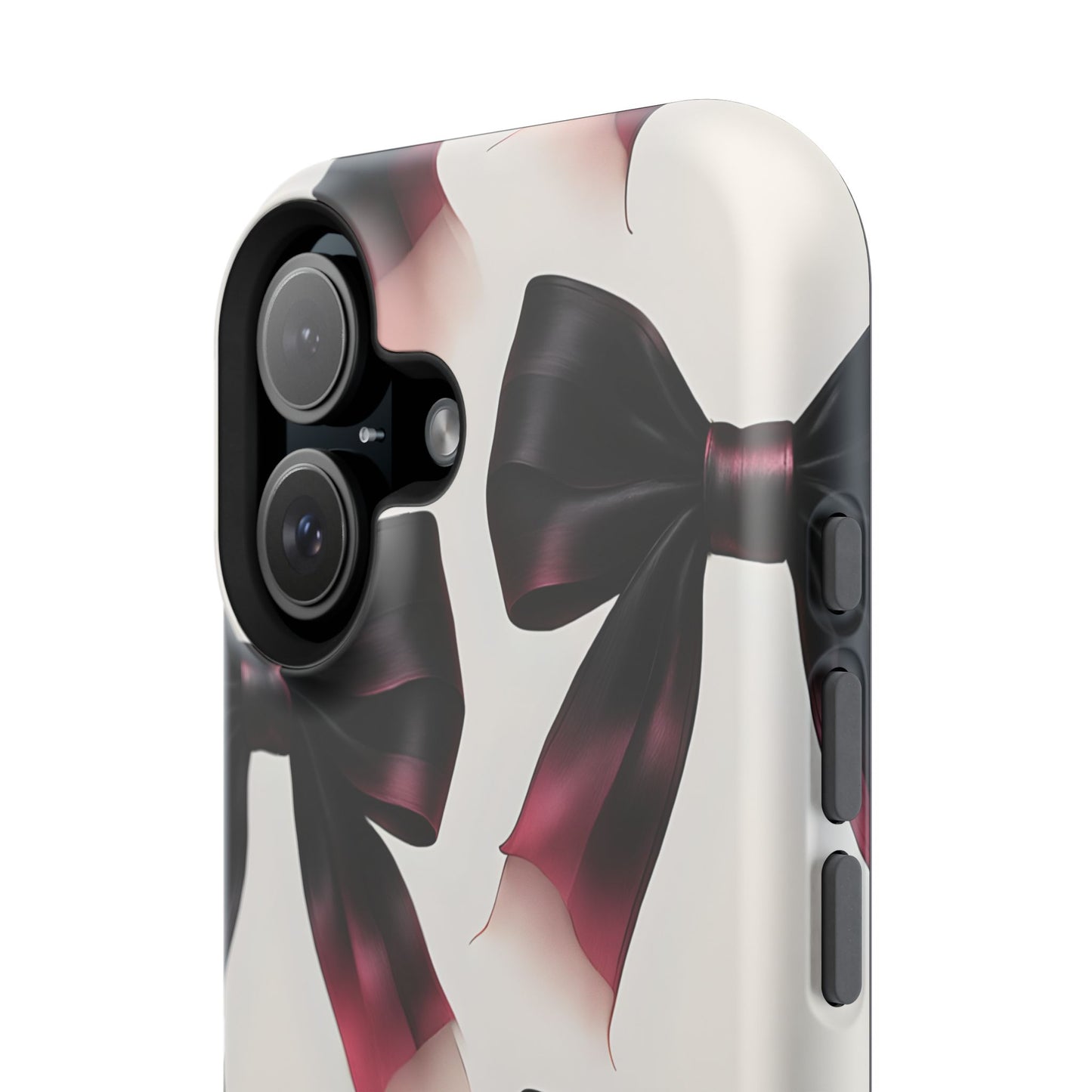 Dark Elegance Bows MagSafe iPhone Case - Sophisticated Bow Pattern iPhone Protection