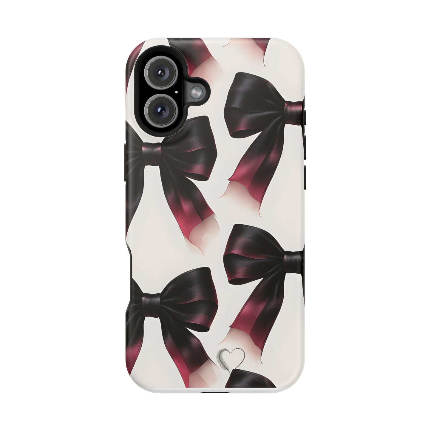 Dark Elegance Bows MagSafe iPhone Case - Sophisticated Bow Pattern iPhone Protection