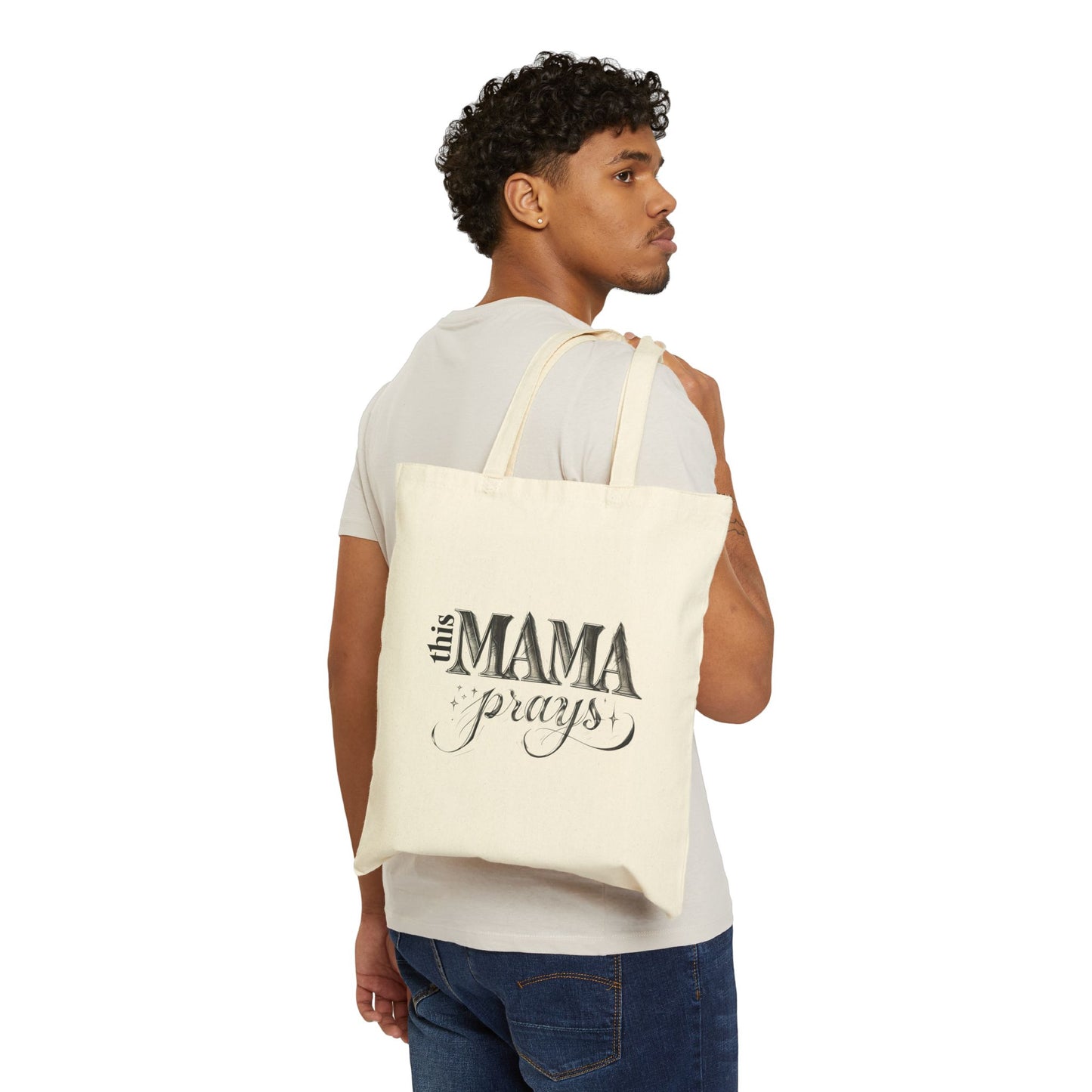 This Mama Prays Canvas Tote Bag | Faith-Based Mom Life | Natural Cotton