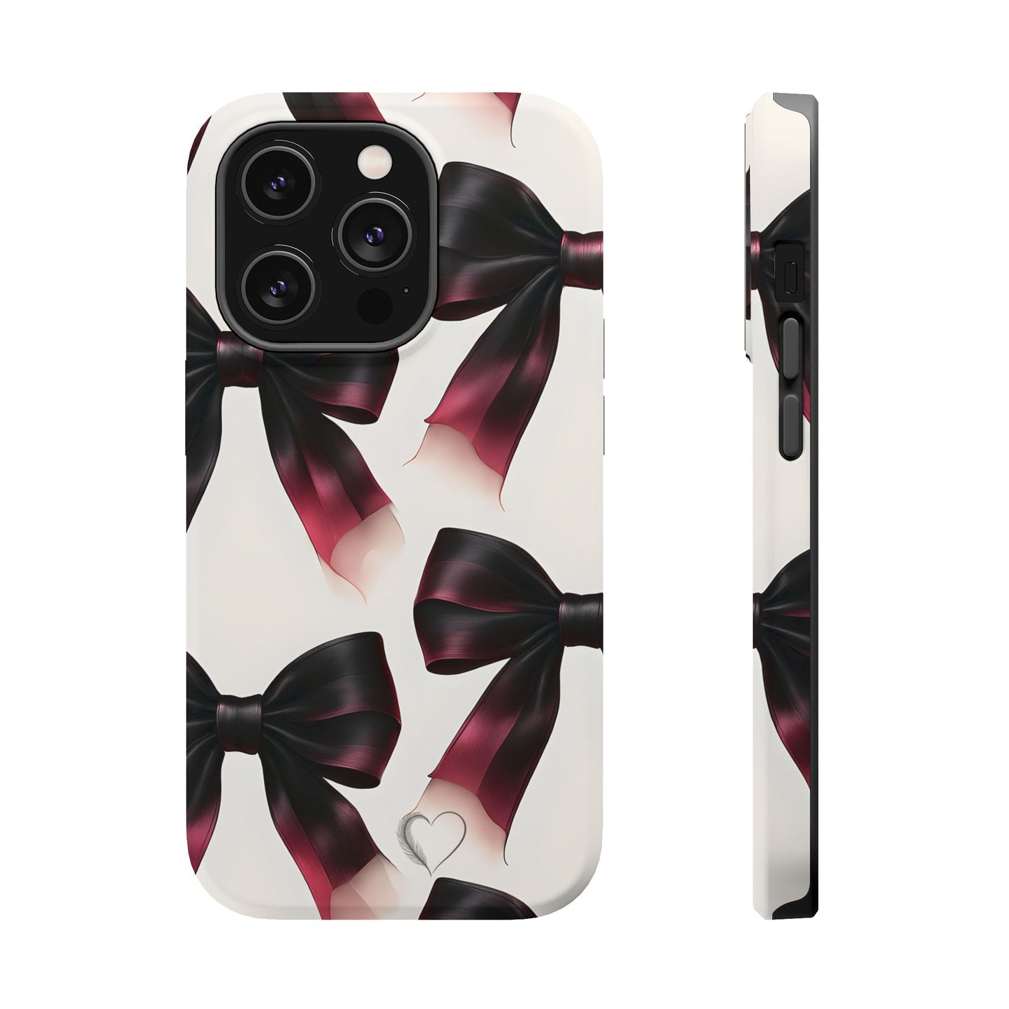 Dark Elegance Bows MagSafe iPhone Case - Sophisticated Bow Pattern iPhone Protection