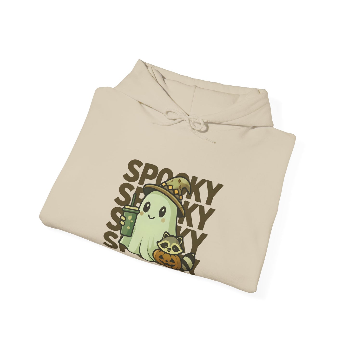 Cute Spooky Hoodie - Kawaii Halloween Ghost & Raccoon Apparel