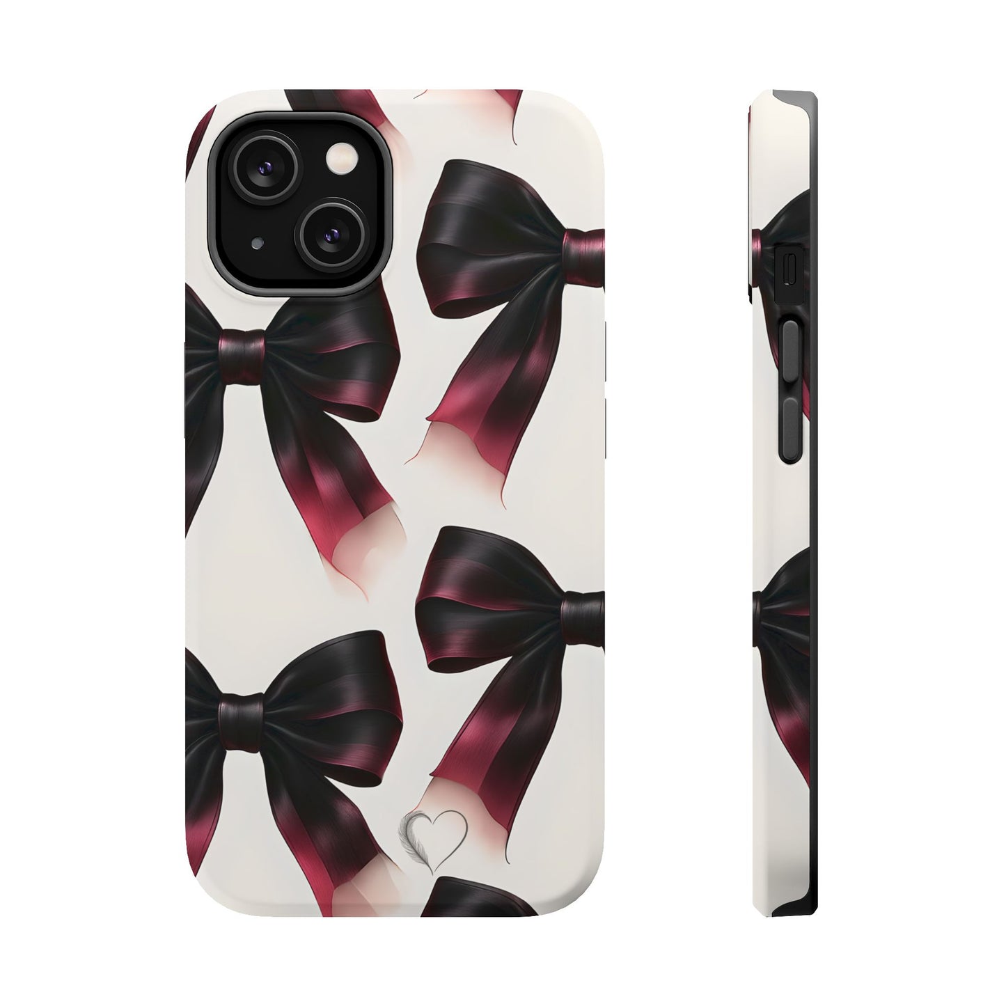 Dark Elegance Bows MagSafe iPhone Case - Sophisticated Bow Pattern iPhone Protection