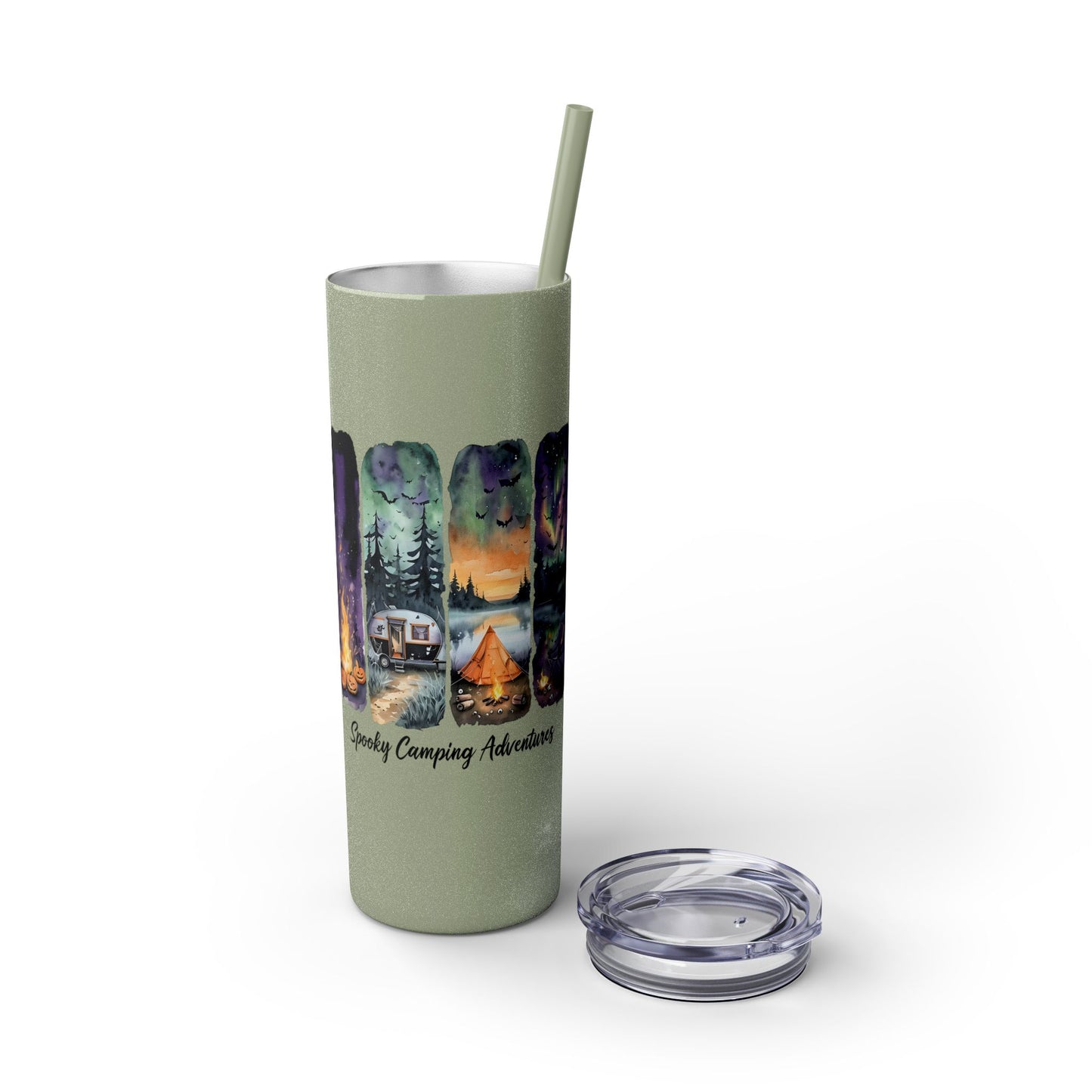 Spooky Camping Adventures 20oz Skinny Tumbler - Halloween Outdoor Drinkware