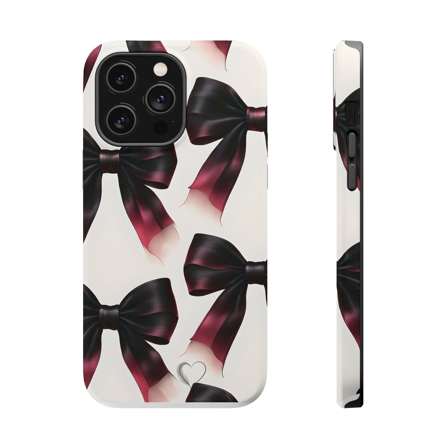 Dark Elegance Bows MagSafe iPhone Case - Sophisticated Bow Pattern iPhone Protection