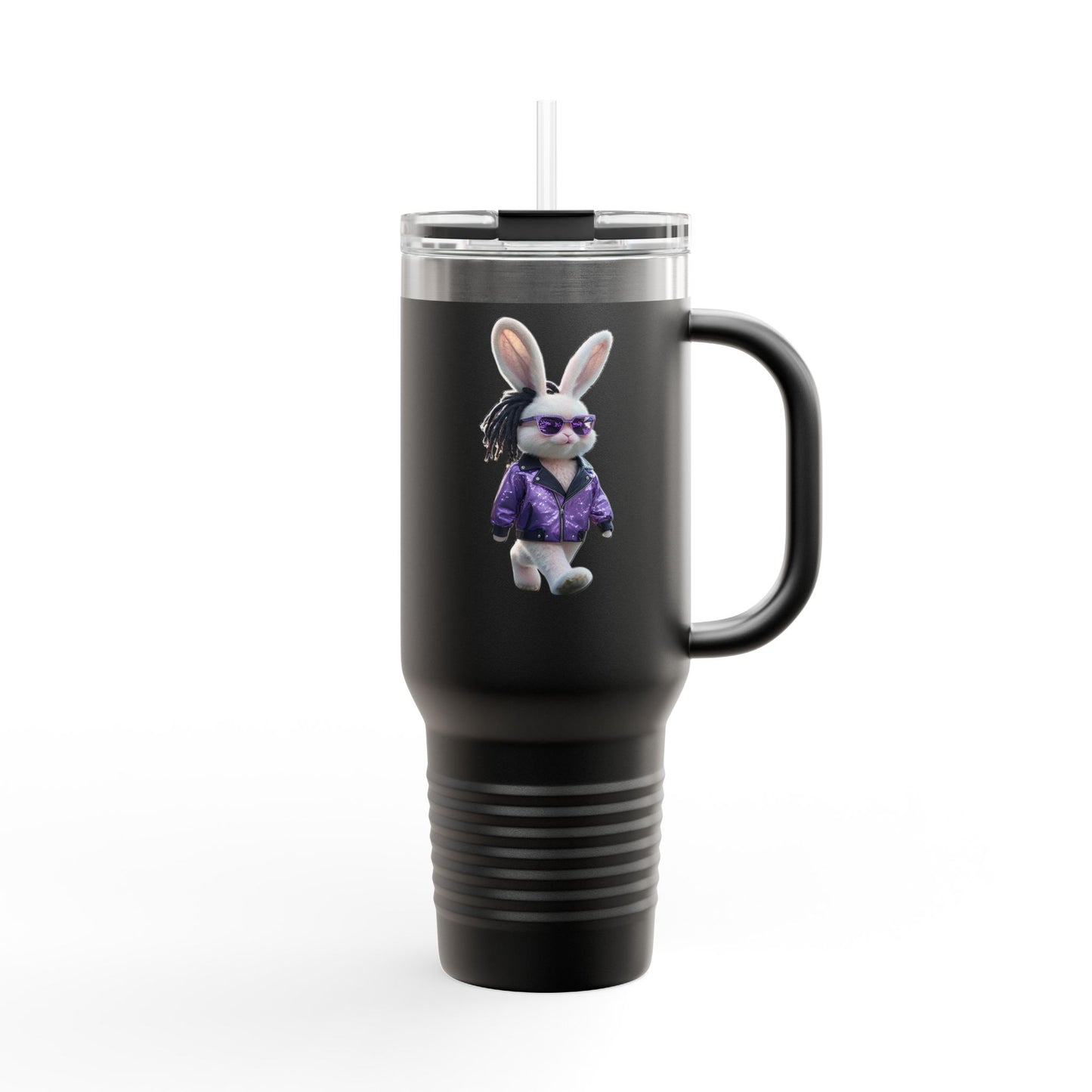 40oz Bunny Water Tumbler | Insulated Handle & Straw