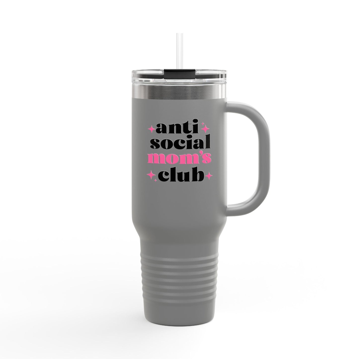 40oz Anti Social Mom Tumbler | Insulated Handle Cup | Introvert Mom Gift