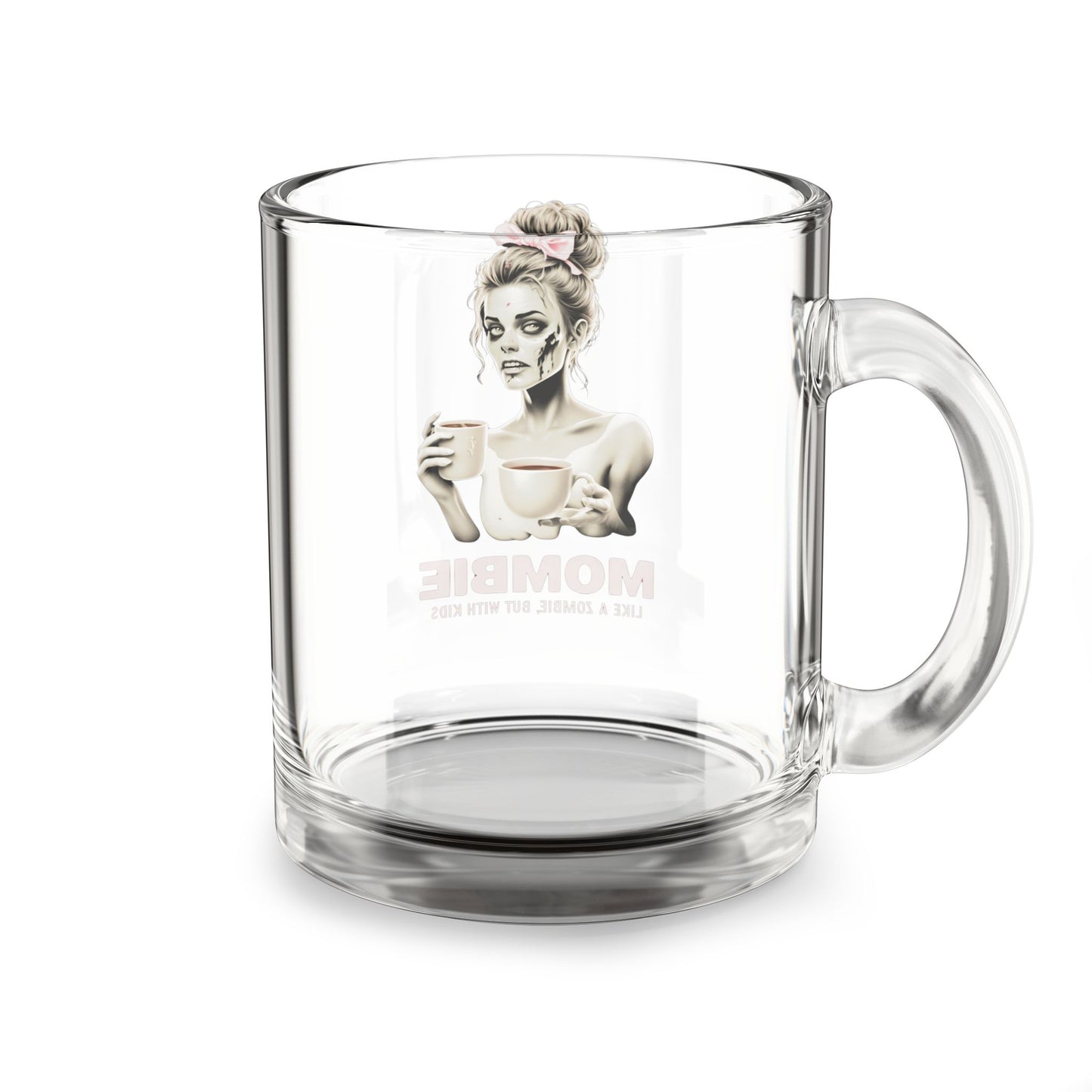 "Mombie" Glass Tea Mug | Funny Mom Gift | 16oz Clear Coffee Cup | Daily Essentials Collection