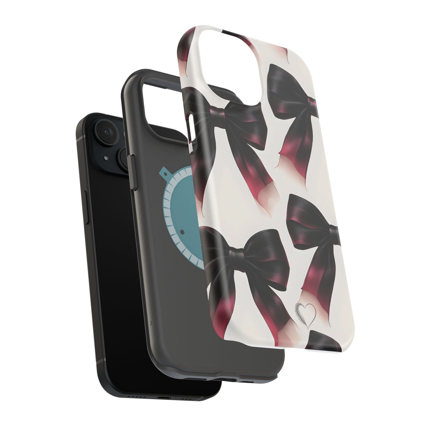 Dark Elegance Bows MagSafe iPhone Case - Sophisticated Bow Pattern iPhone Protection
