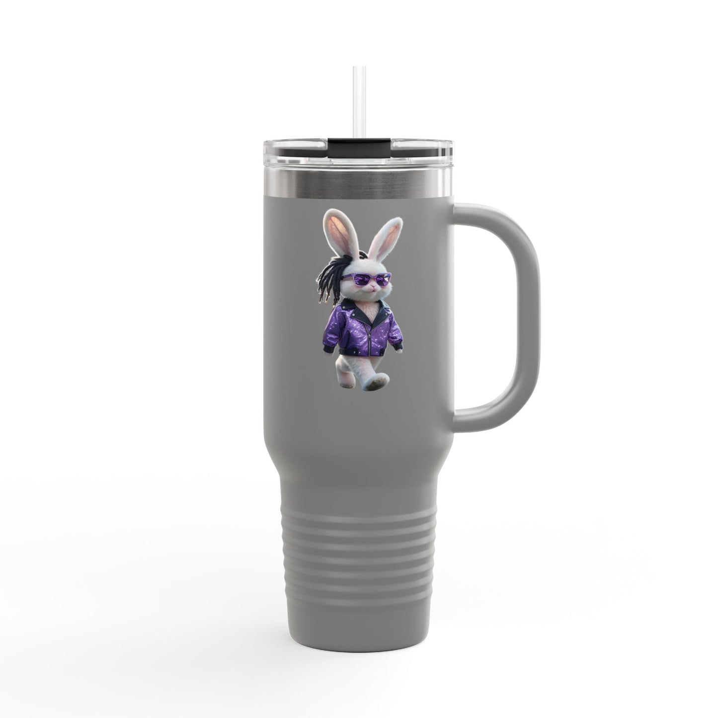 40oz Bunny Water Tumbler | Insulated Handle & Straw
