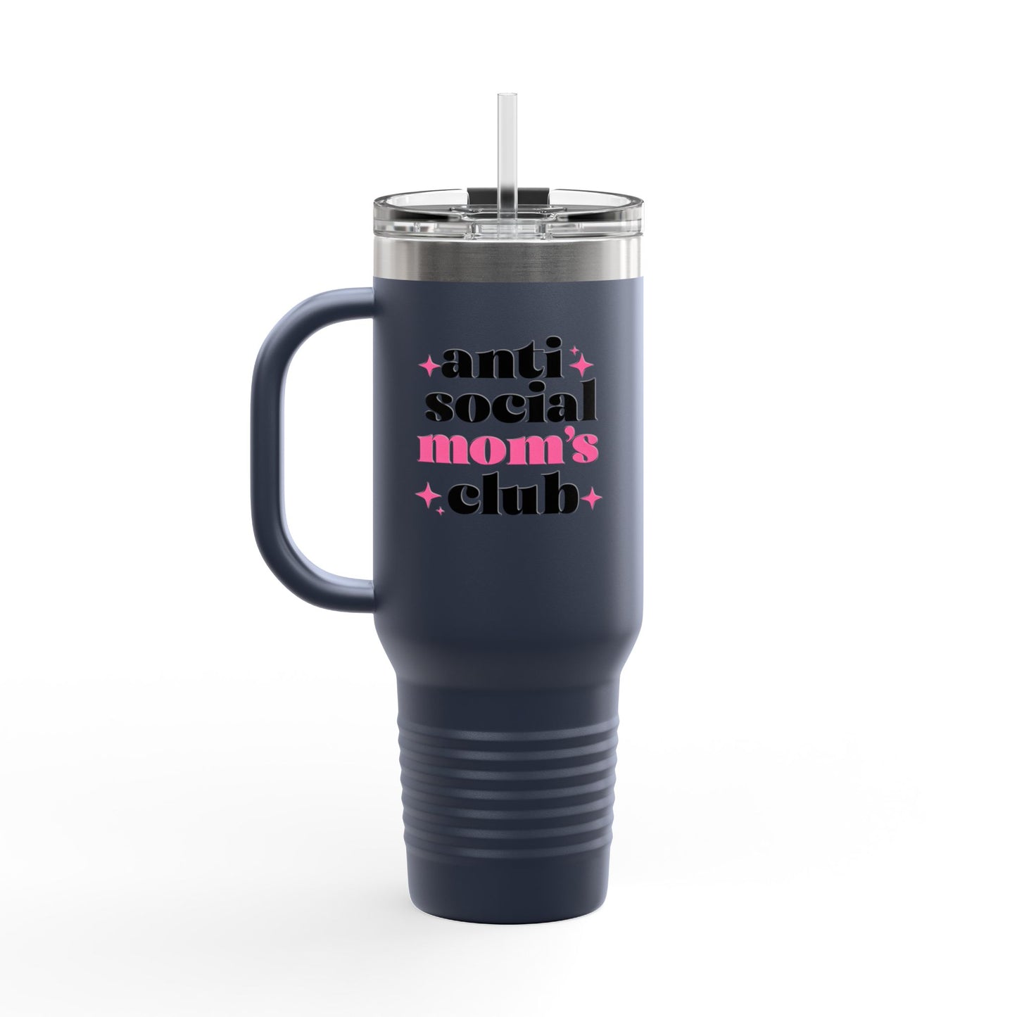 40oz Anti Social Mom Tumbler | Insulated Handle Cup | Introvert Mom Gift