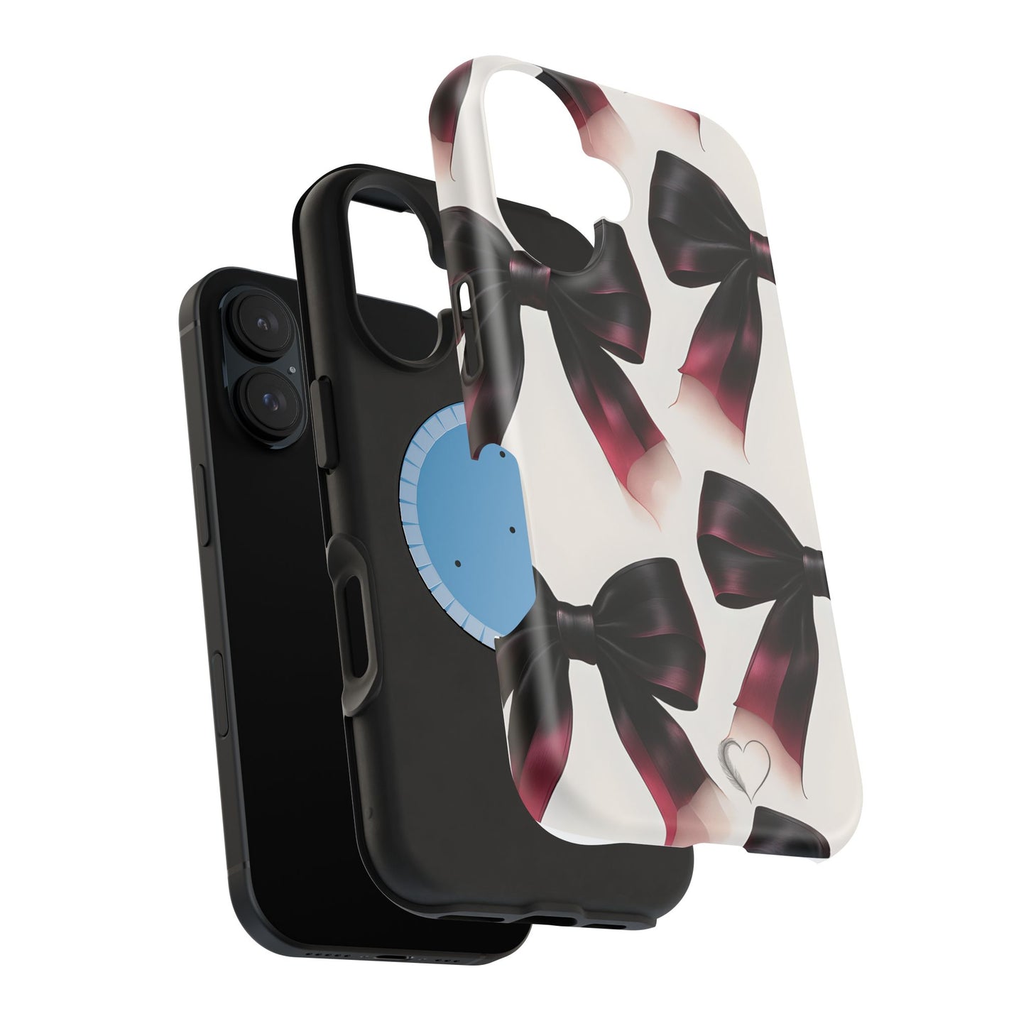 Dark Elegance Bows MagSafe iPhone Case - Sophisticated Bow Pattern iPhone Protection
