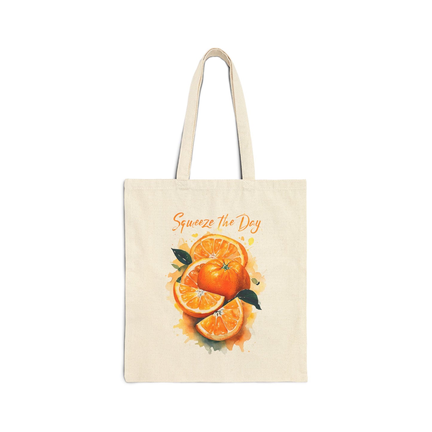 Squeeze the Day Orange Tote Bag β Reusable Canvas Bag with Citrus Fruit Design, Eco-Friendly Grocery Tote, Motivational Gift Idea