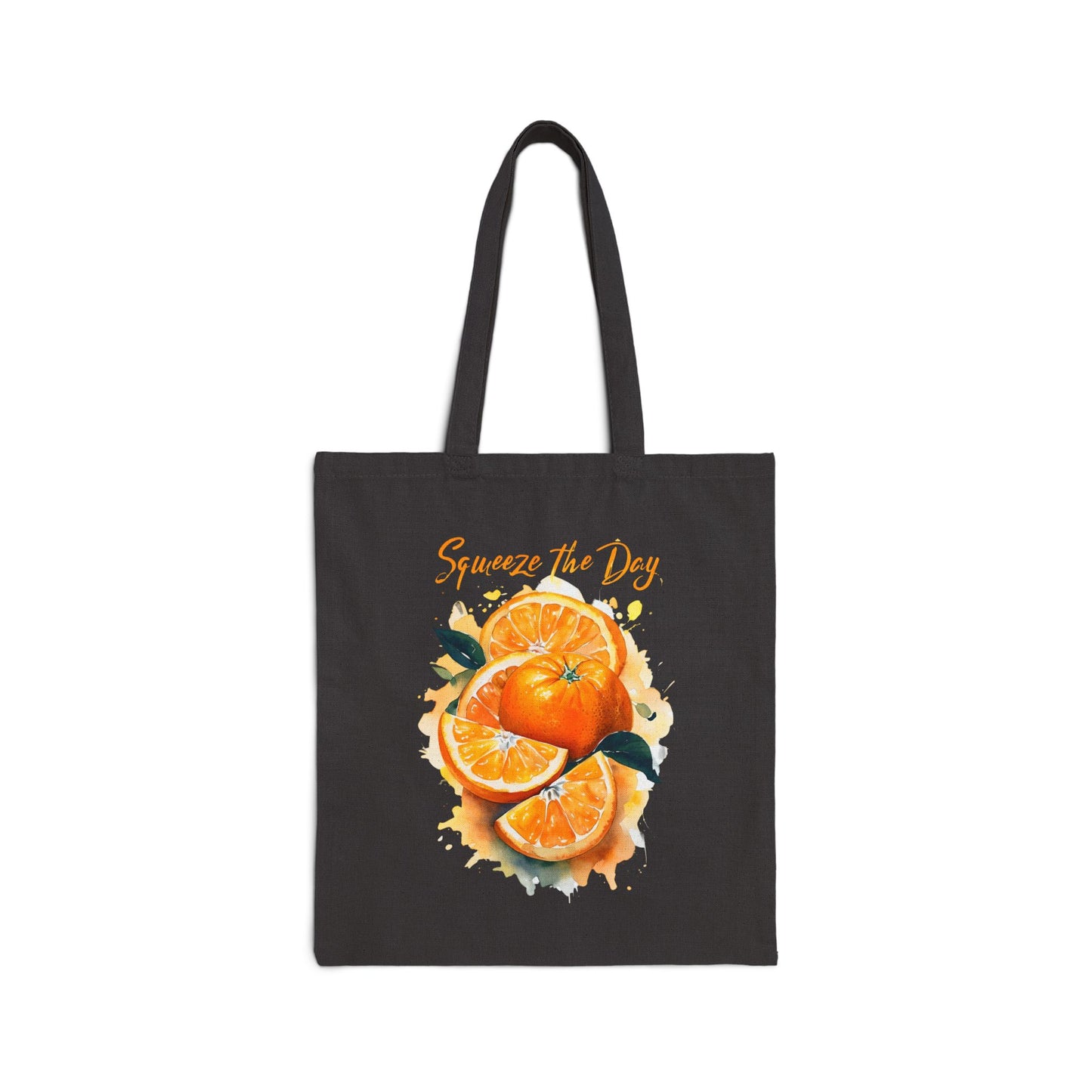 Squeeze the Day Orange Tote Bag β Reusable Canvas Bag with Citrus Fruit Design, Eco-Friendly Grocery Tote, Motivational Gift Idea