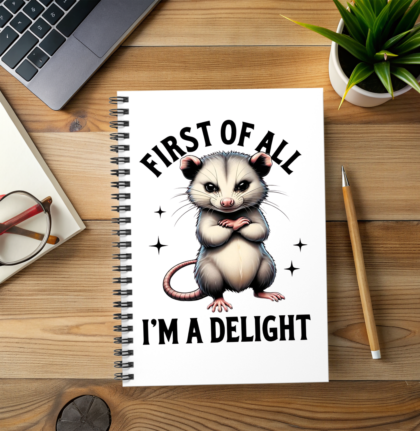 Cute Opossum Spiral Notebook | Funny Animal Journal