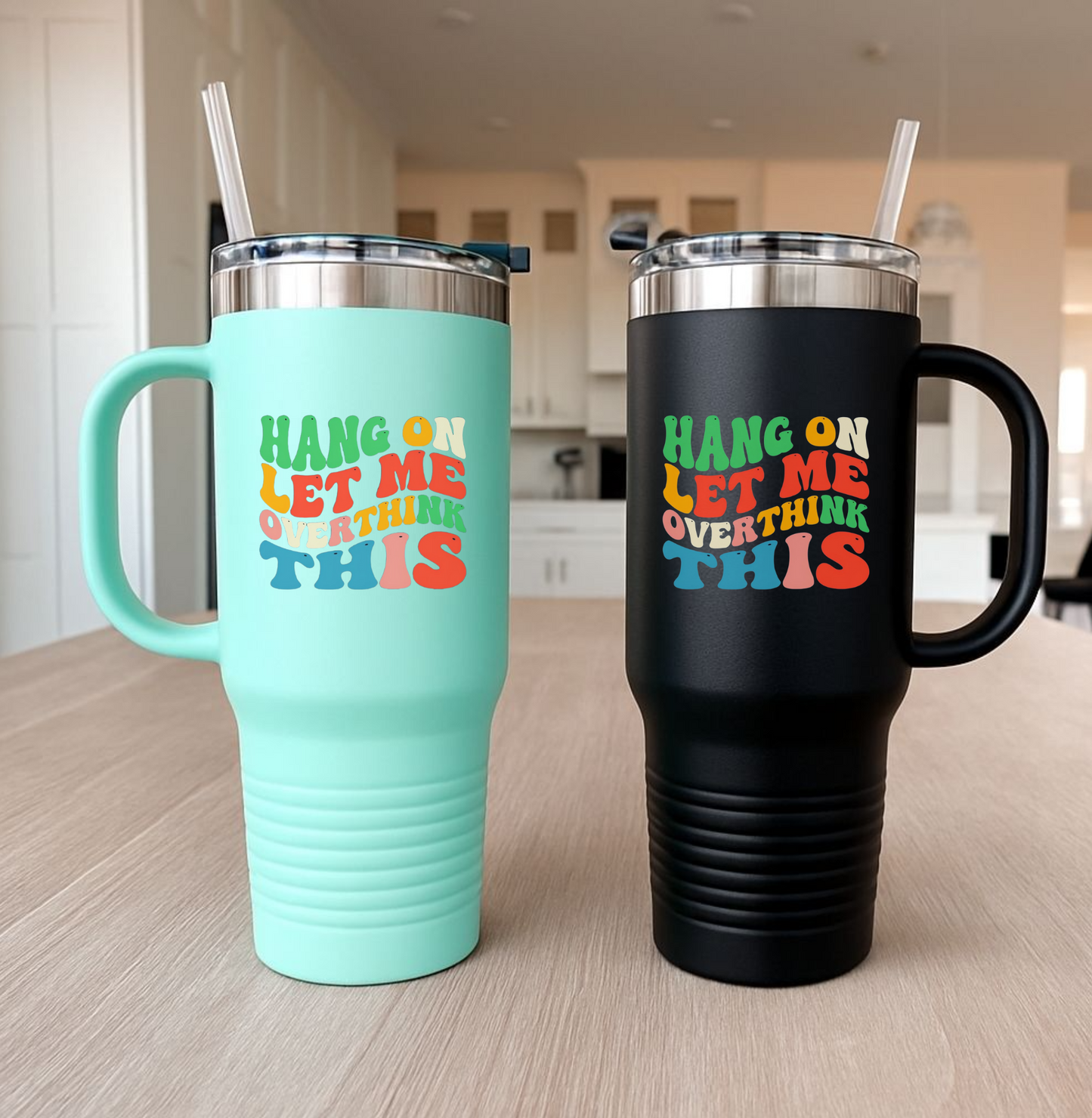 40oz Overthinking Tumbler with Handle | Insulated Travel Cup | Daily Essential