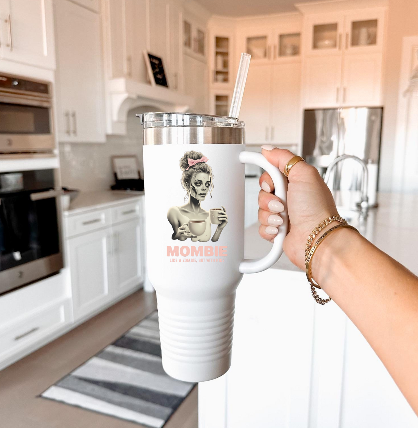 40oz Mombie Tumbler | Zombie Mom Cup | Coffee Survival Mug