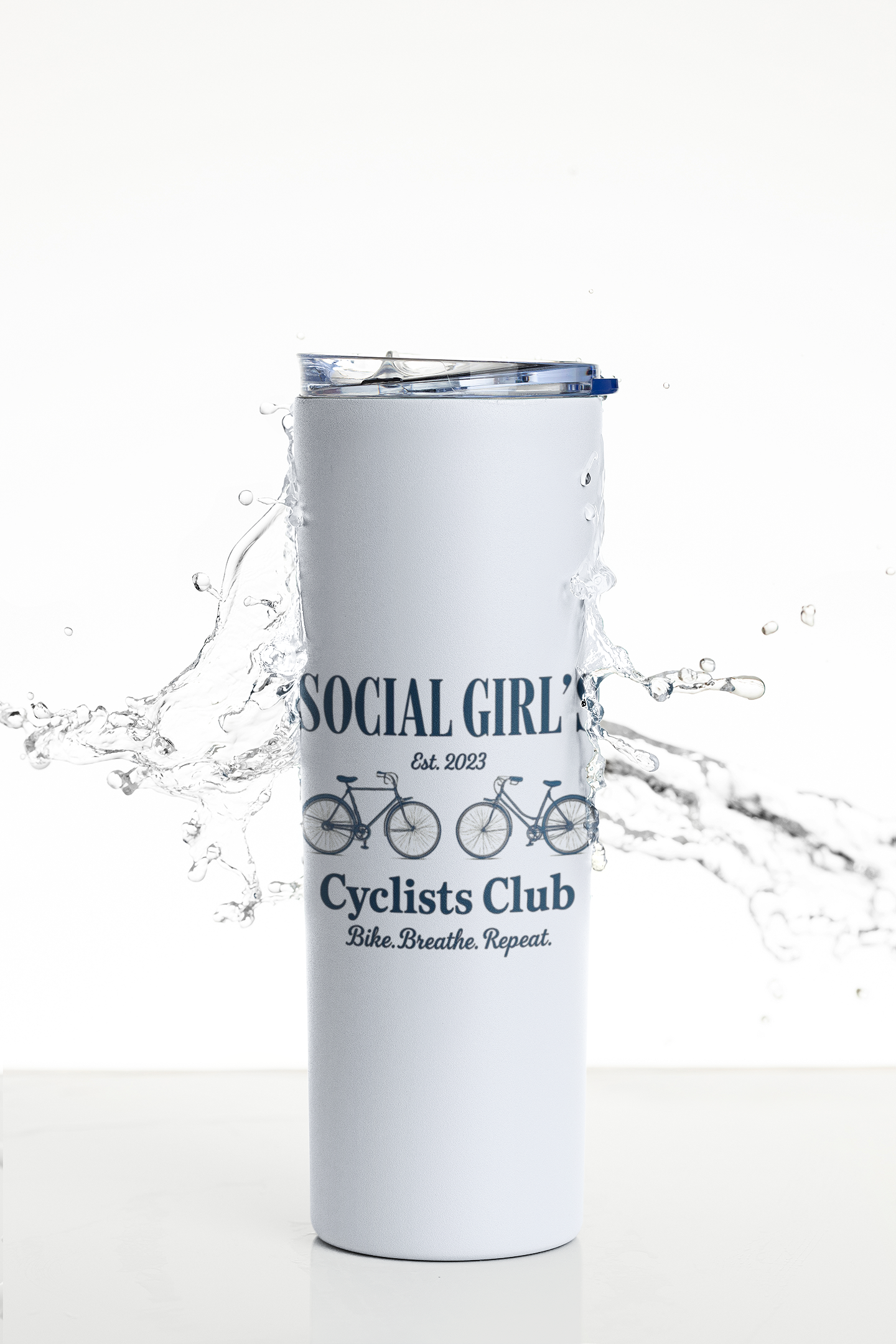 Social Girls Cyclists Club Tumbler | Bike Lover Gift | Cycling Water Bottle | 20oz Travel Cup