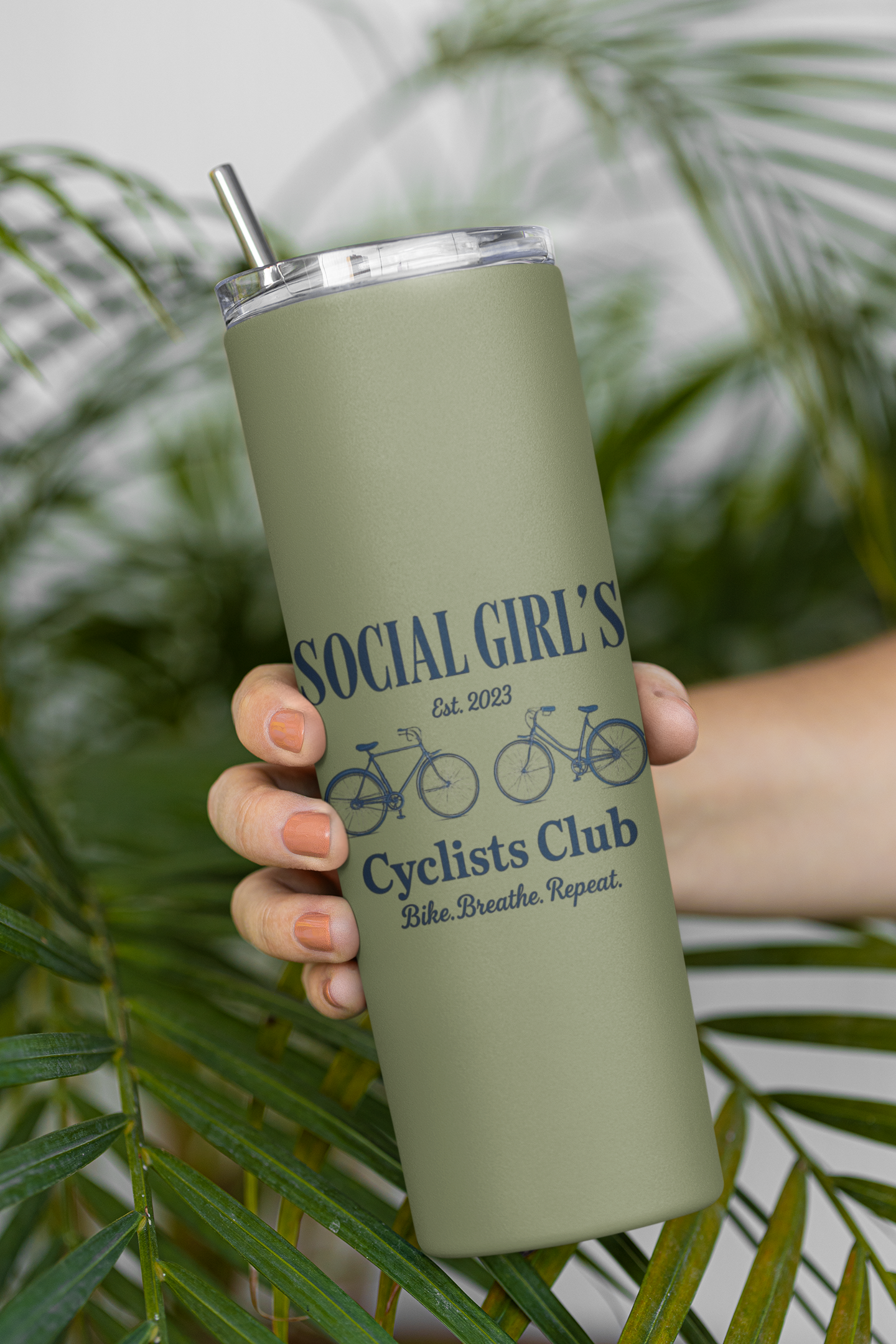 Social Girls Cyclists Club Tumbler | Bike Lover Gift | Cycling Water Bottle | 20oz Travel Cup