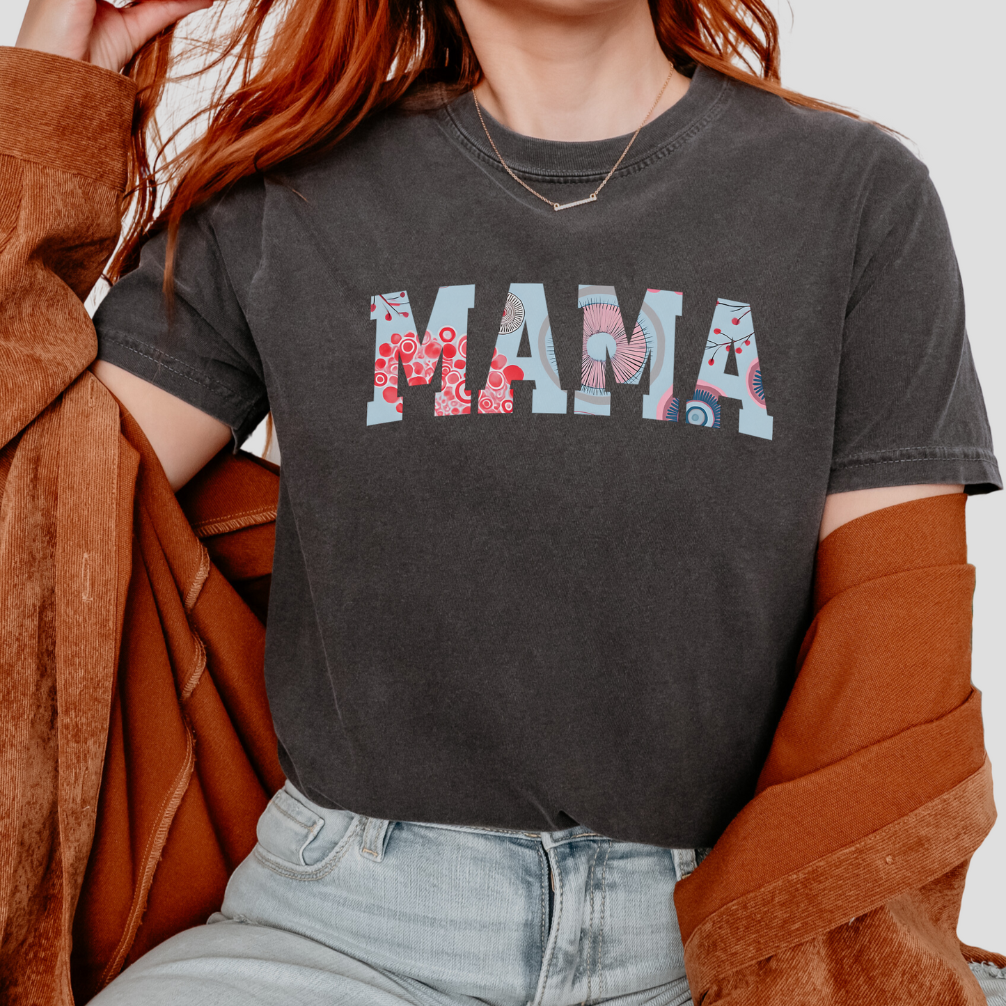 Floral "MAMA" Graphic Tee – Comfort Colors® Soft Cotton Shirt