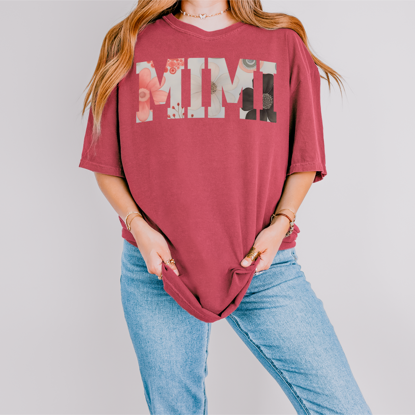 Floral "MIMI" Graphic Tee – Soft Cotton T-Shirt for Stylish Grandmas